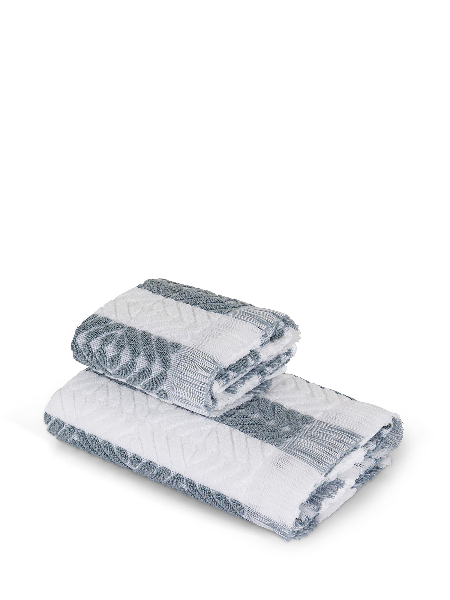 Terry towel in striped pattern cotton, Beige, large image number 0