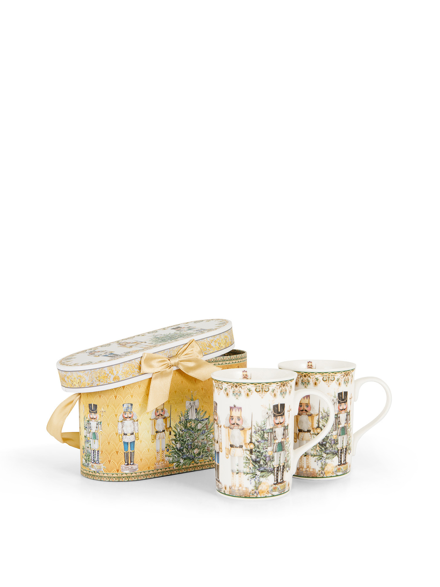 Set 2 mug new bone china motivo schiaccianoci, Bianco, large image number 0