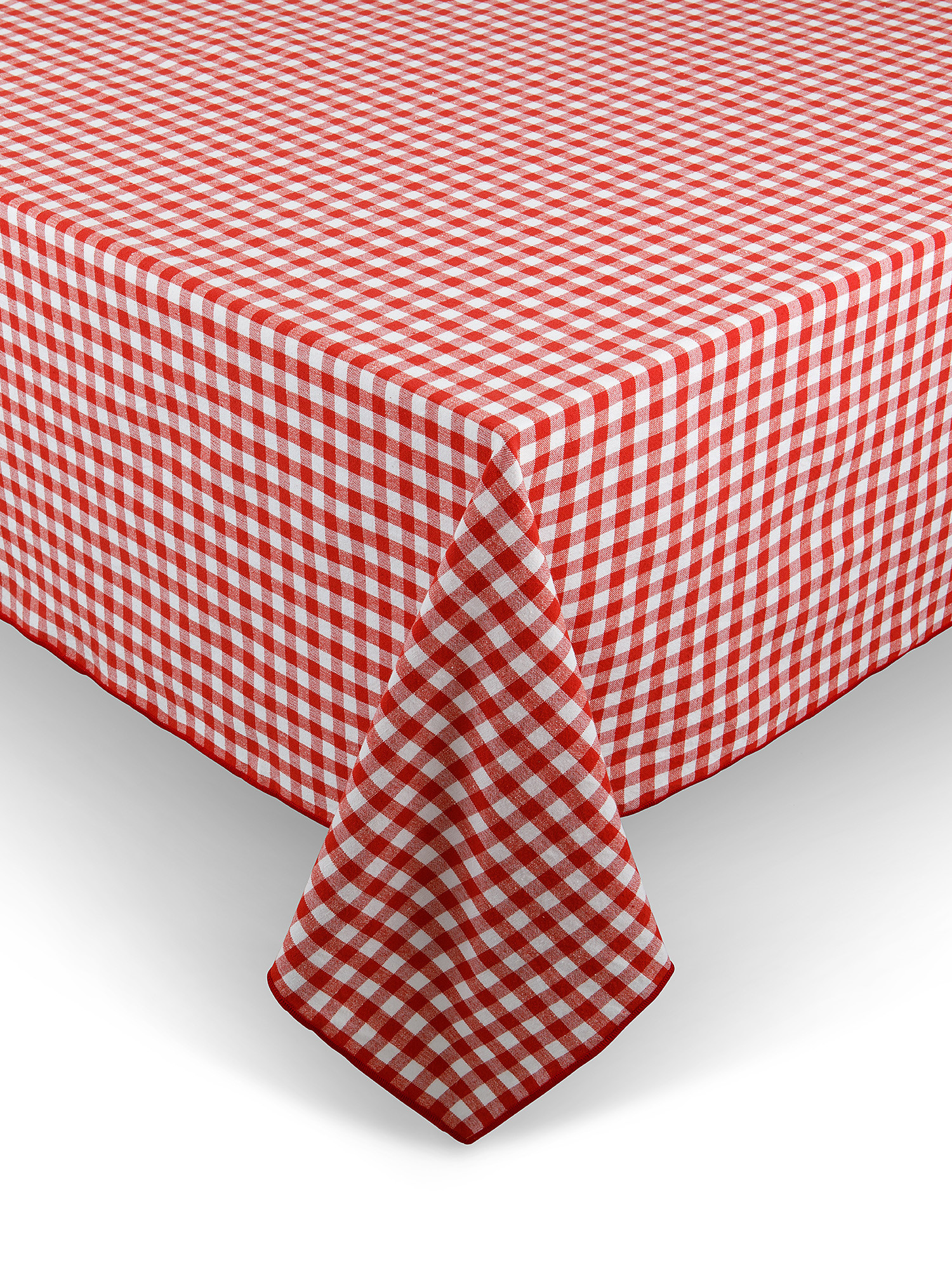 Vichy patterned cotton tablecloth, Red, large image number 0