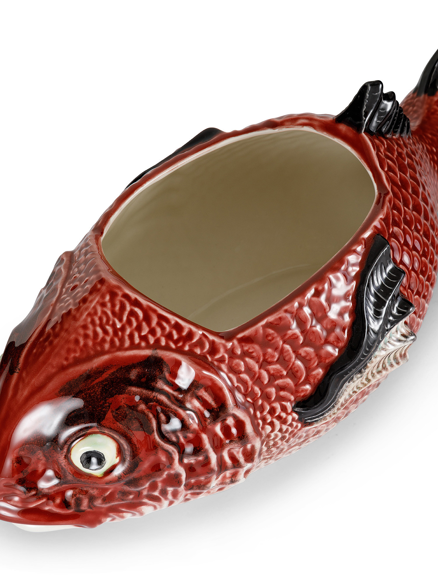Zuppiera ceramica a pesce, Rosso, large image number 1