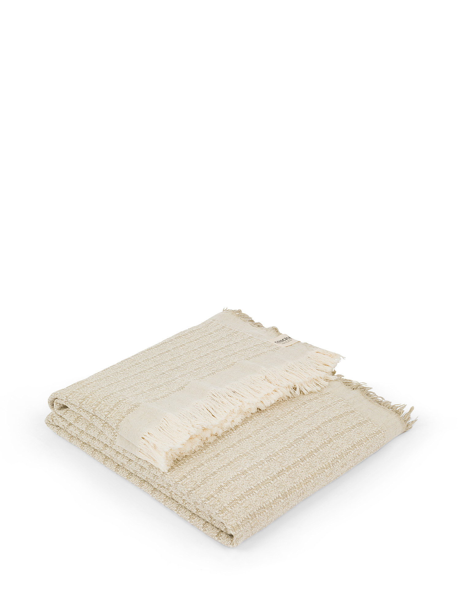 Linen blend bedspread with fringes, Beige, large image number 0
