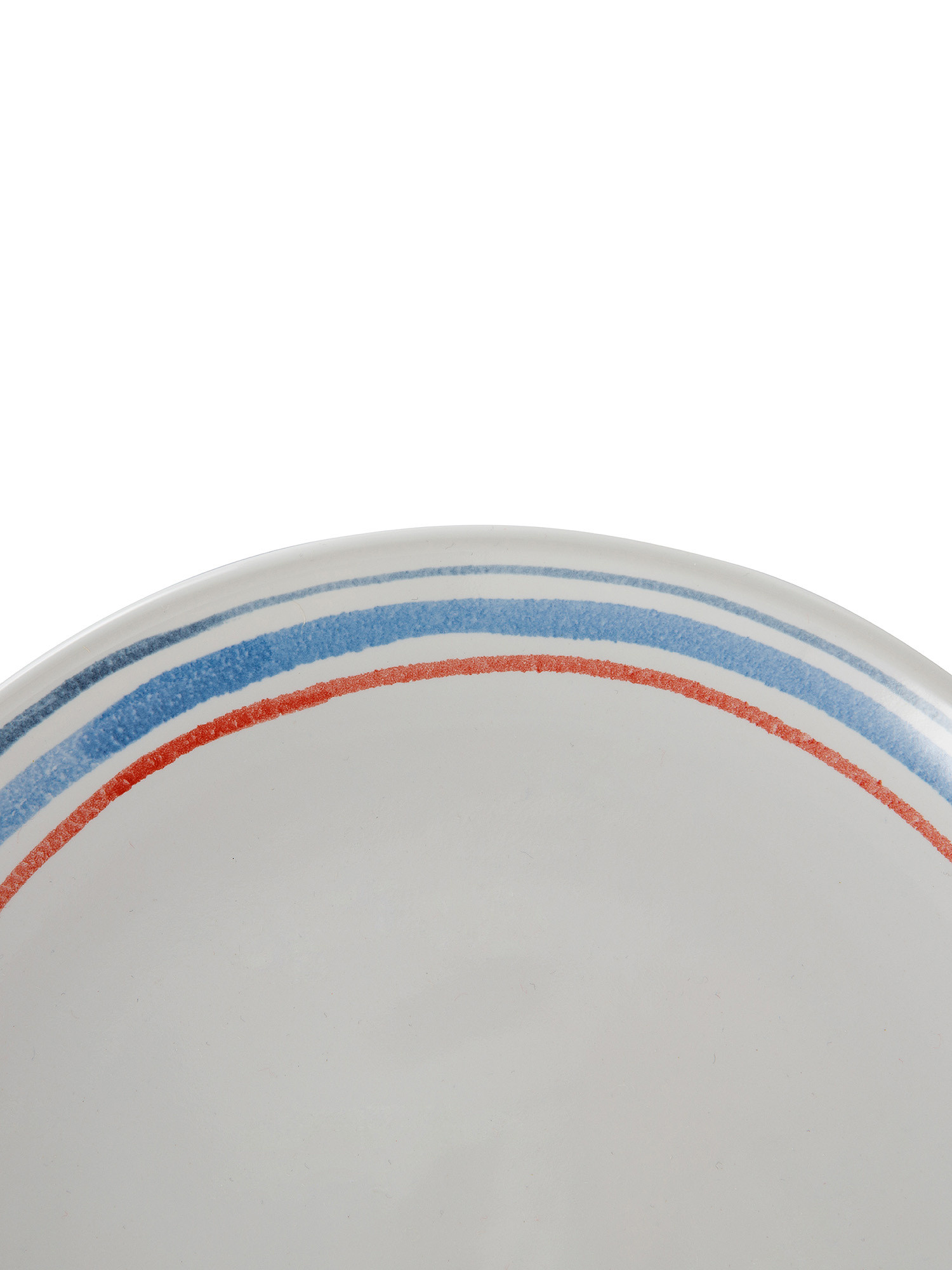 Piatto frutta ceramica decoro righe, Bianco, large image number 1