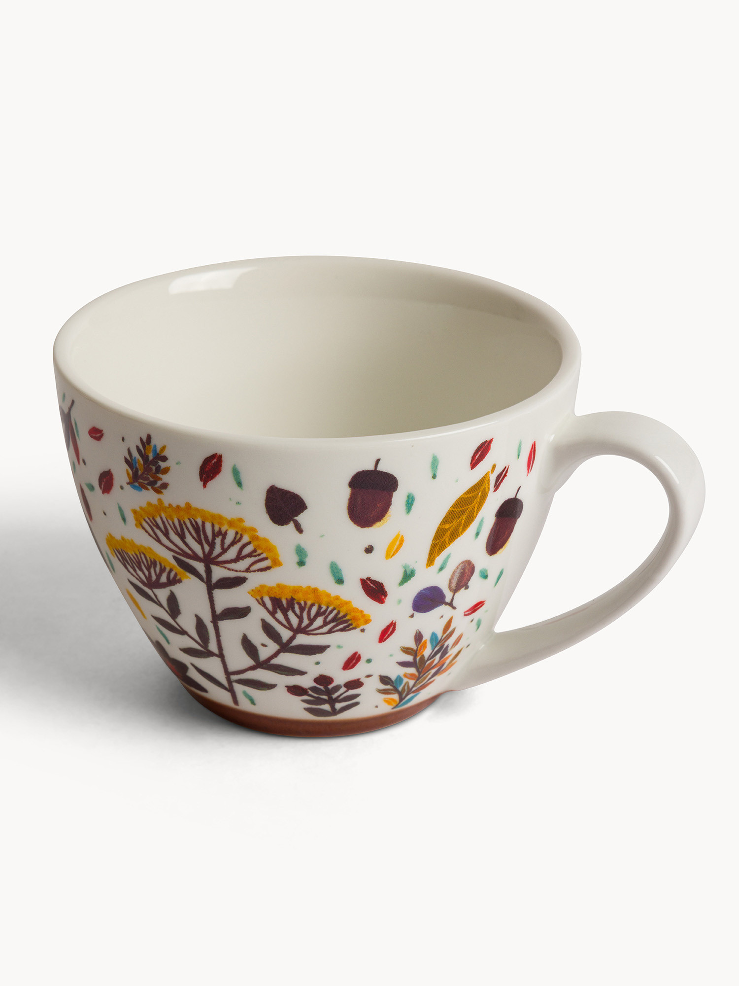 Tazza colazione in stoneware motivo foglioline, Multicolor, large image number 1