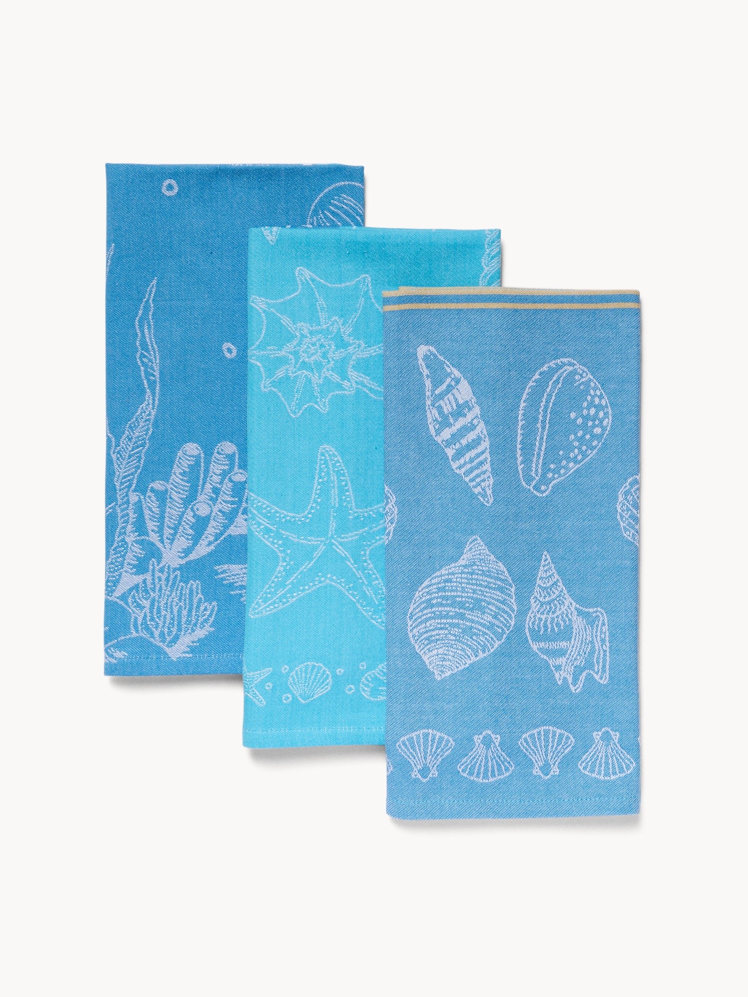 Set 3 strofinacci trama jacquard marino, Azzurro, large image number 0