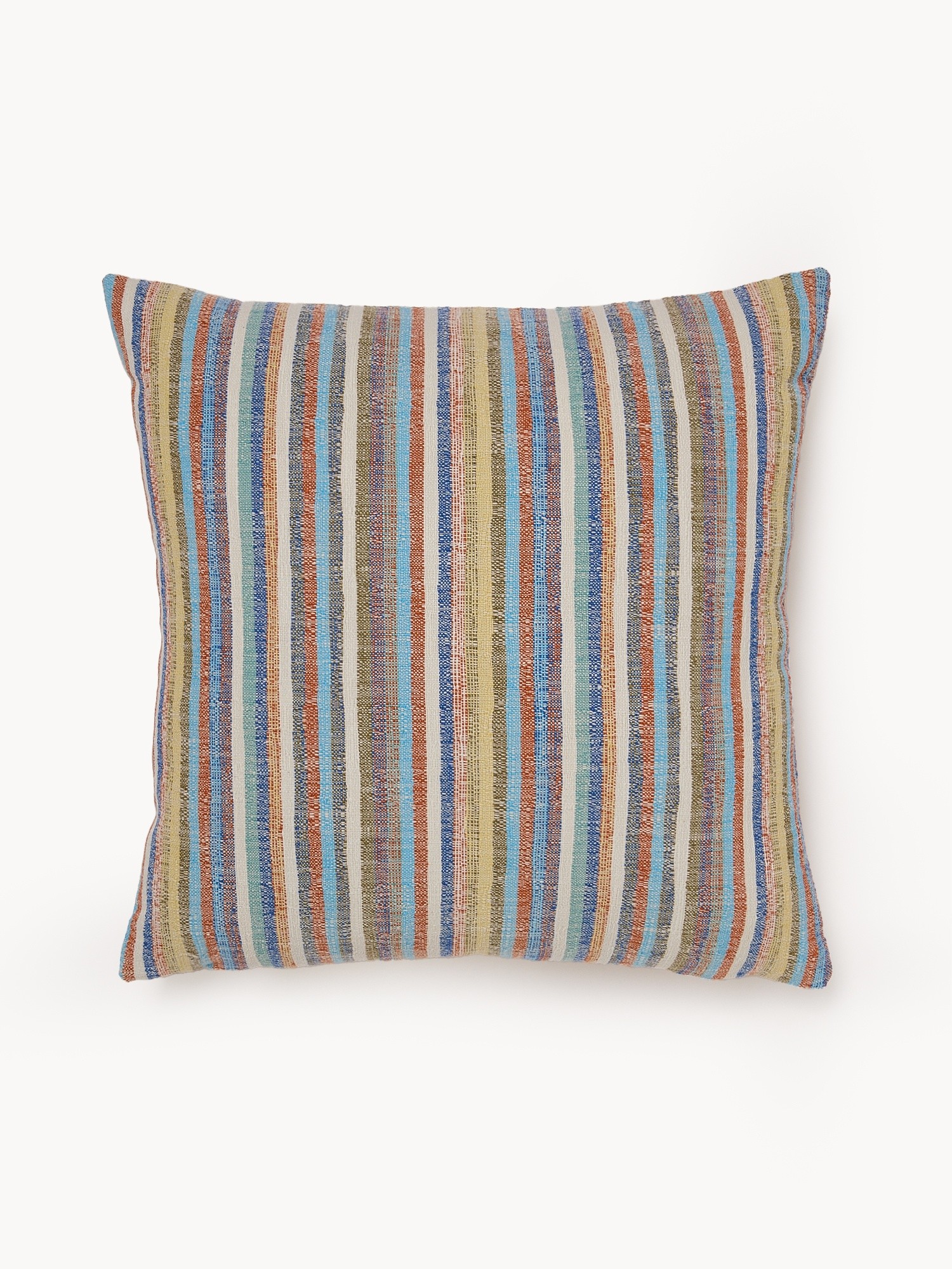 Striped Yarn-Dyed Cotton Cushion 45x45cm - Introductory Price, Multicolor, large image number 0