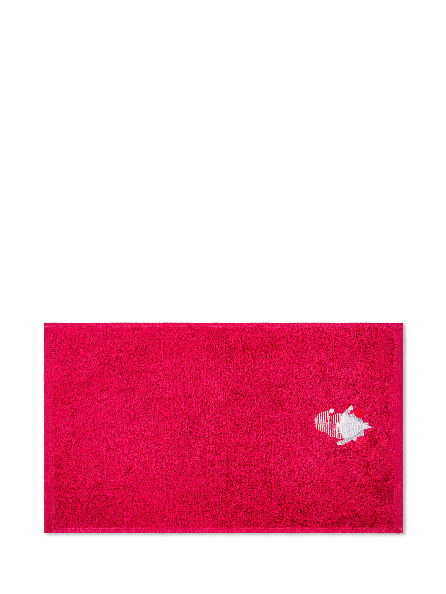 Set 2 asciugamani cotone ricamo gnomo, Rosso, large image number 2