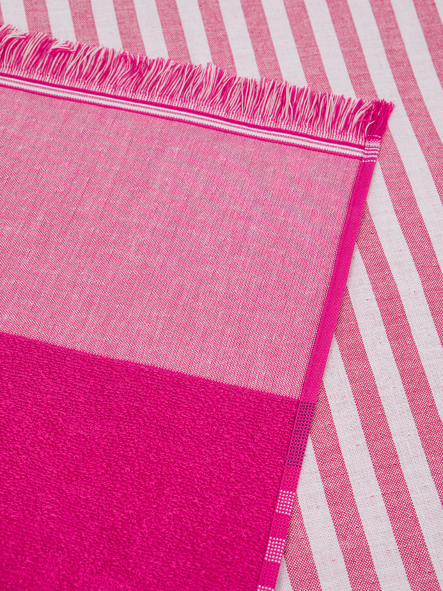 Pure cotton beach towel with striped pattern, Pink Fuchsia, large image number 1