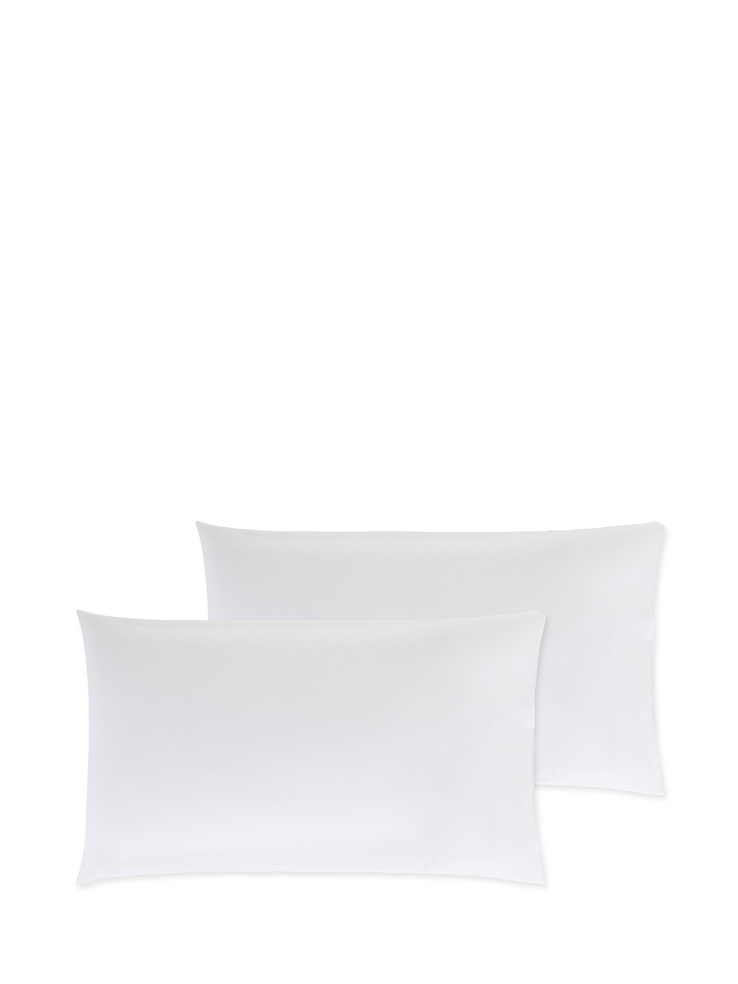 Set of 2 solid color percale cotton pillowcases, White, large image number 0