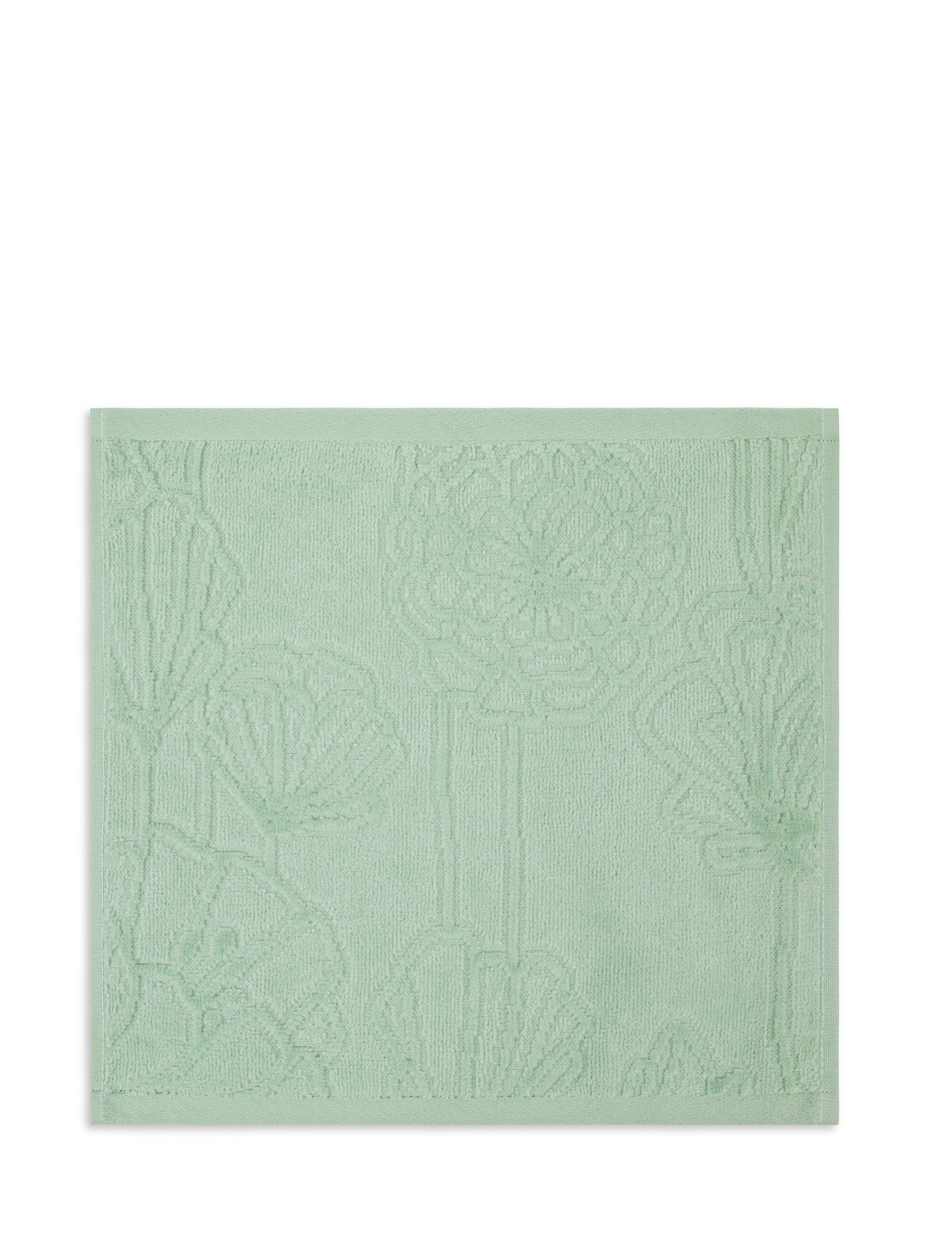 Set of 2 velor cotton washcloths with floral pattern, Green, large image number 2