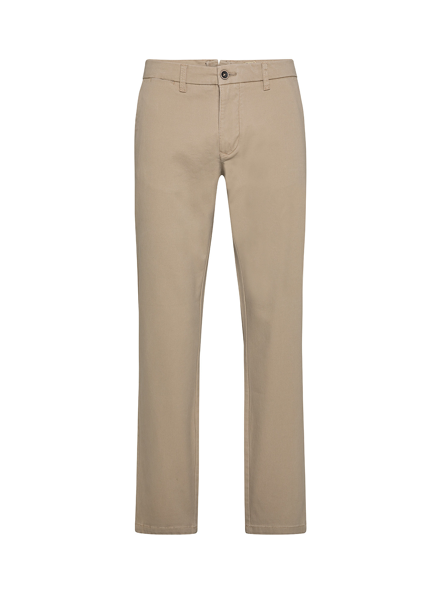 Pantalone regular fit in cotone elasticizzato, Beige, large image number 0