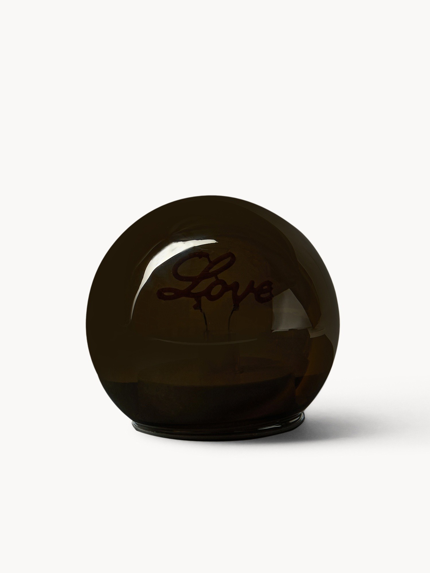 Decorazione in vetro con scritta love a led, Grigio, large image number 1