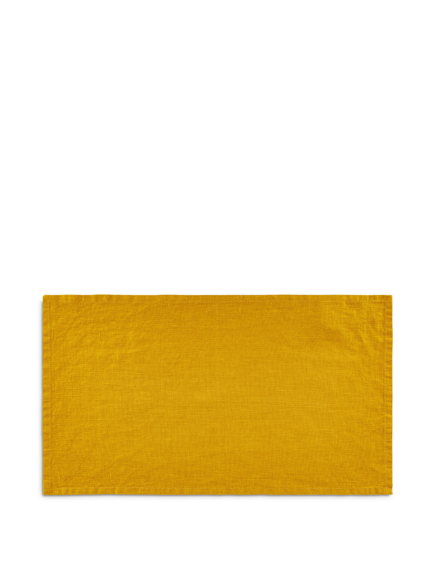 Solid color pure washed linen placemat, Ocra Yellow, large image number 0