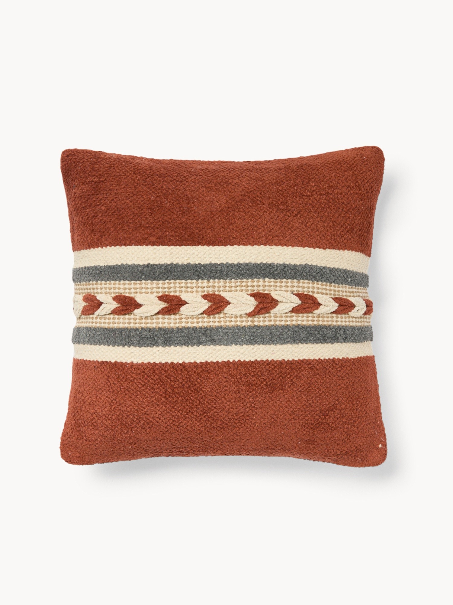 Cuscino in ciniglia di cotone con treccia 45x45cm - Prezzo di lancio, Rosso, large image number 0