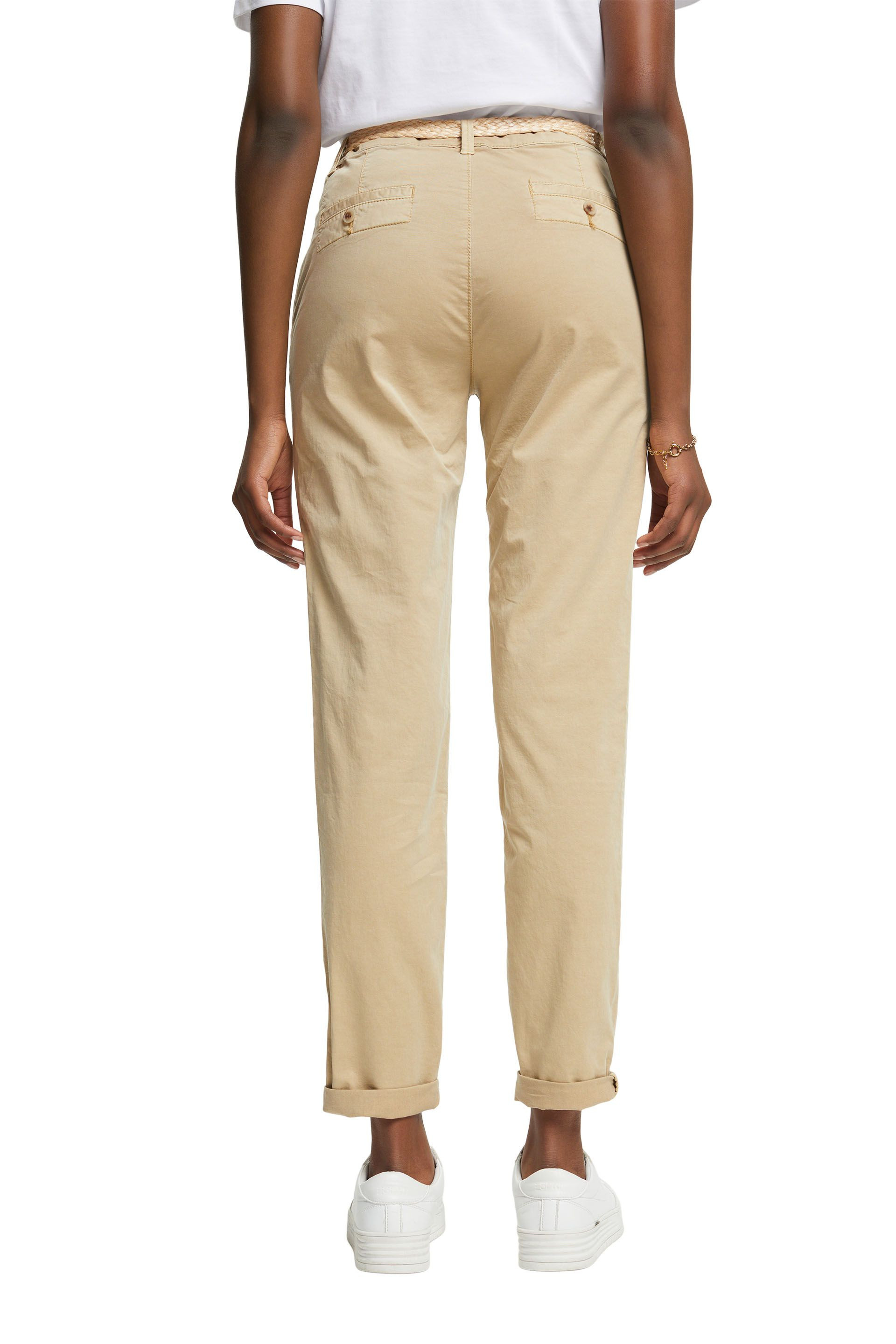 Esprit - Cropped chinos with belt, Sand, large image number 2