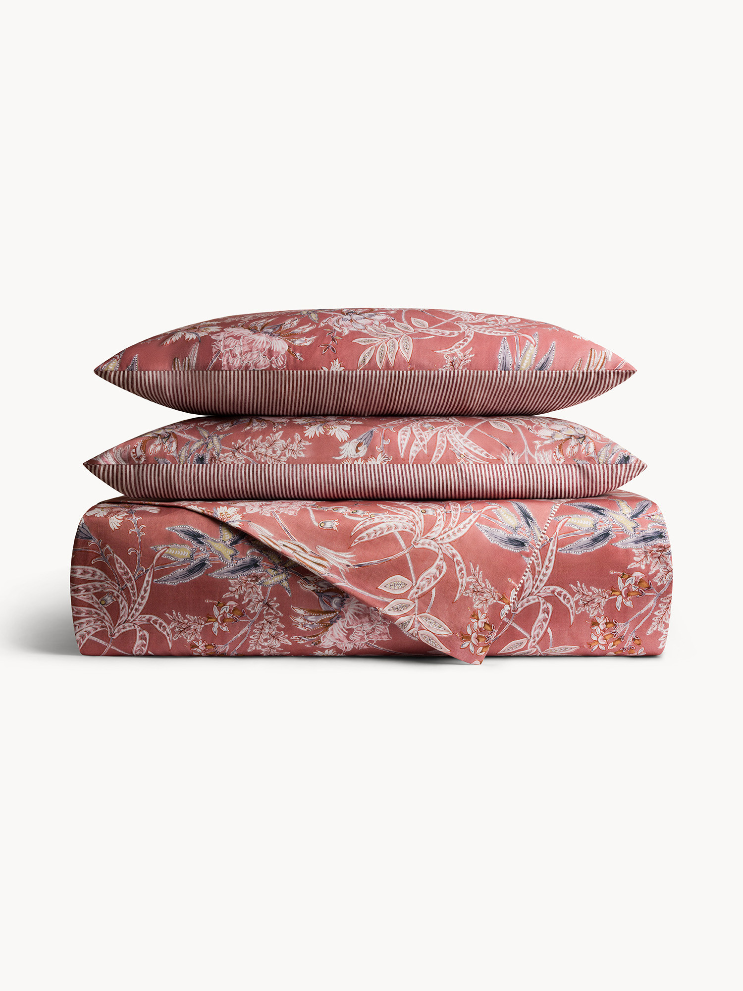 Floral print cotton sateen flat sheet, Antique Pink, large image number 0