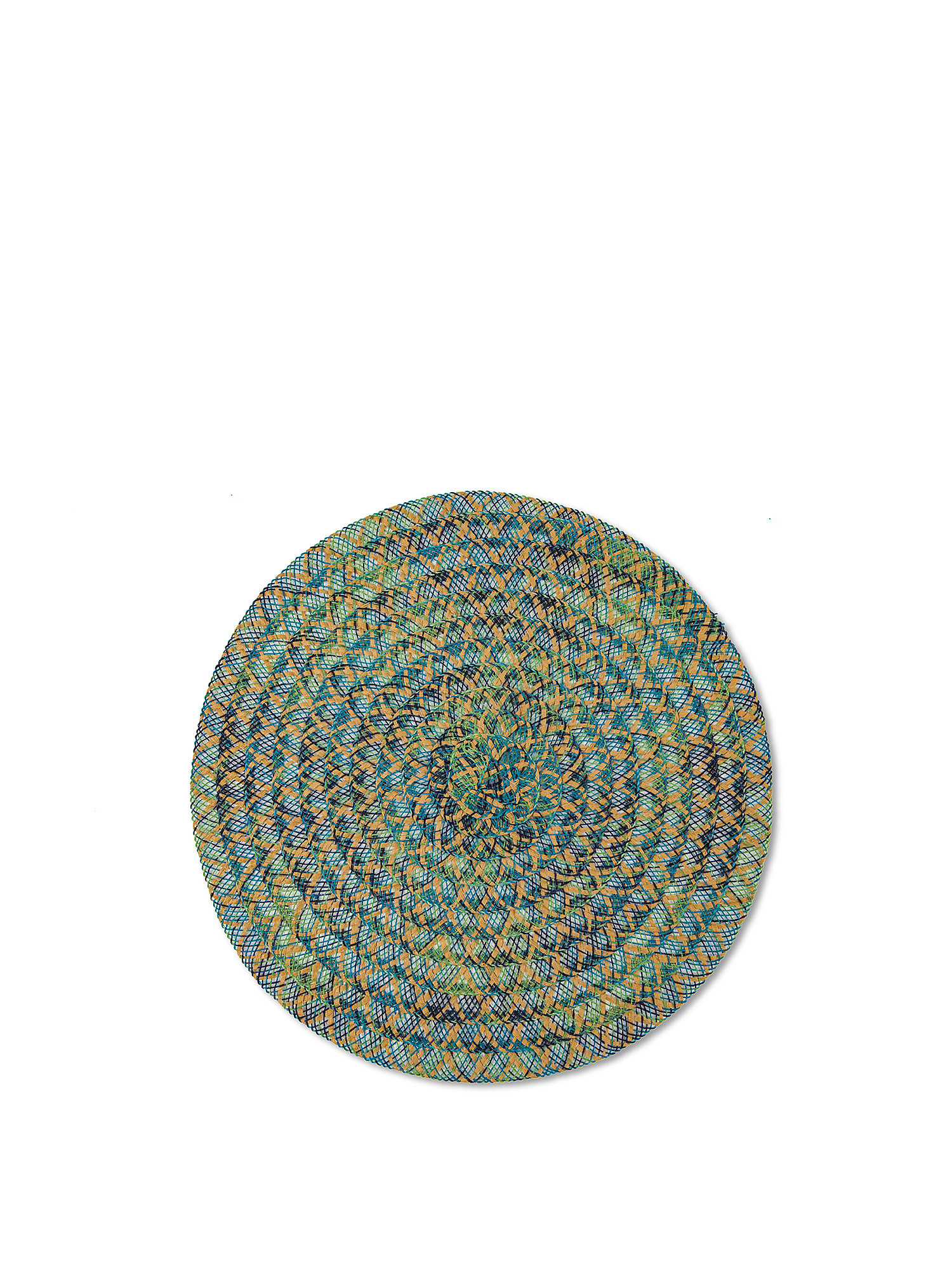 Multicolored raffia placemat, Green, large image number 0