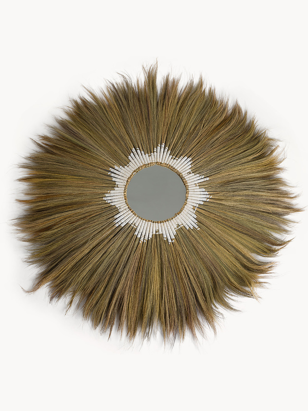Mirror with straw frame