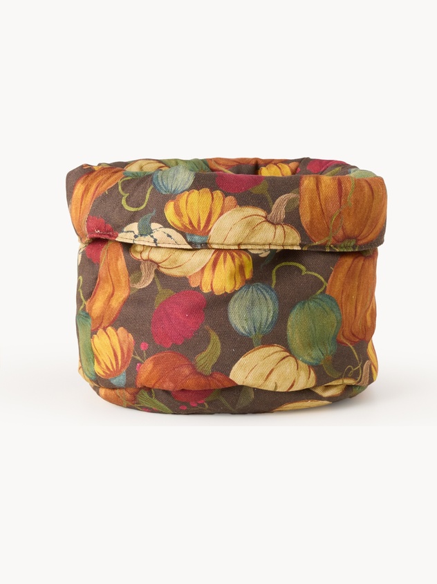 Cotton panama basket with pumpkin print