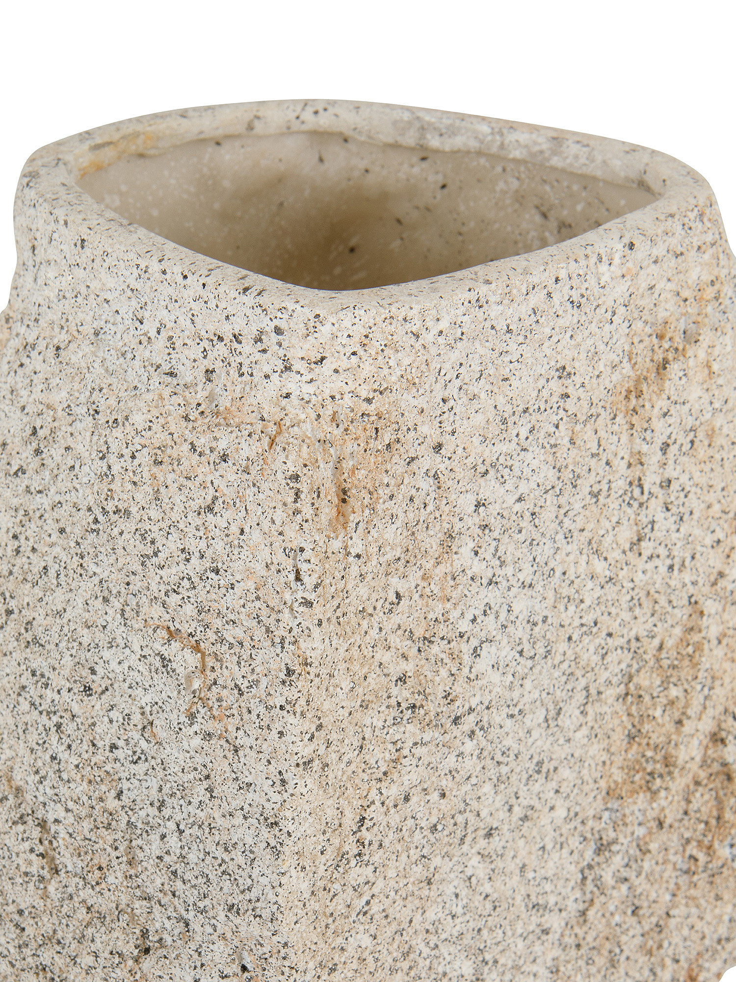 Vaso poliresina effetto roccia, Beige, large image number 1