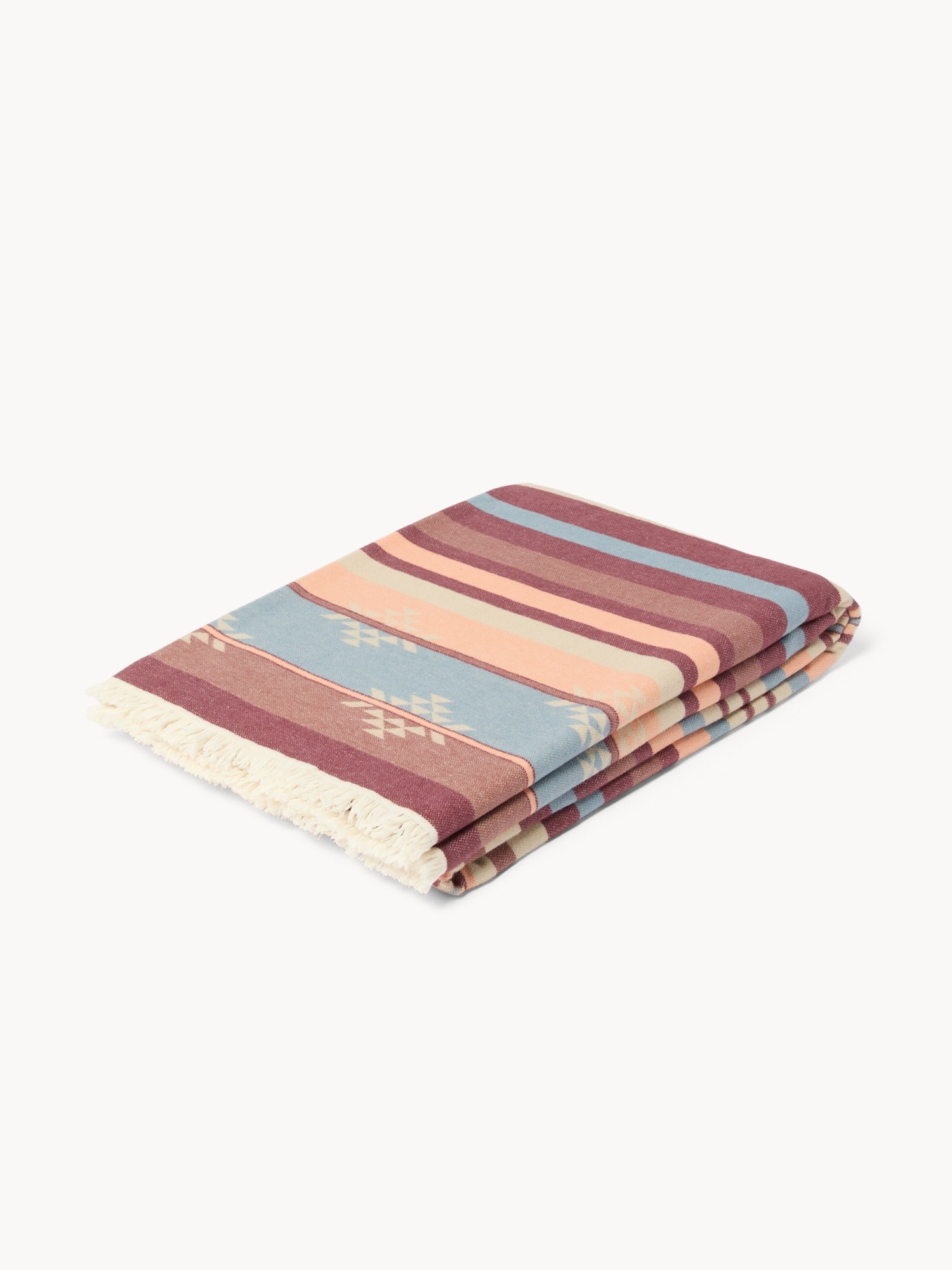 Striped Carded Cotton Throw - Discounted Price, Multicolor, large image number 0