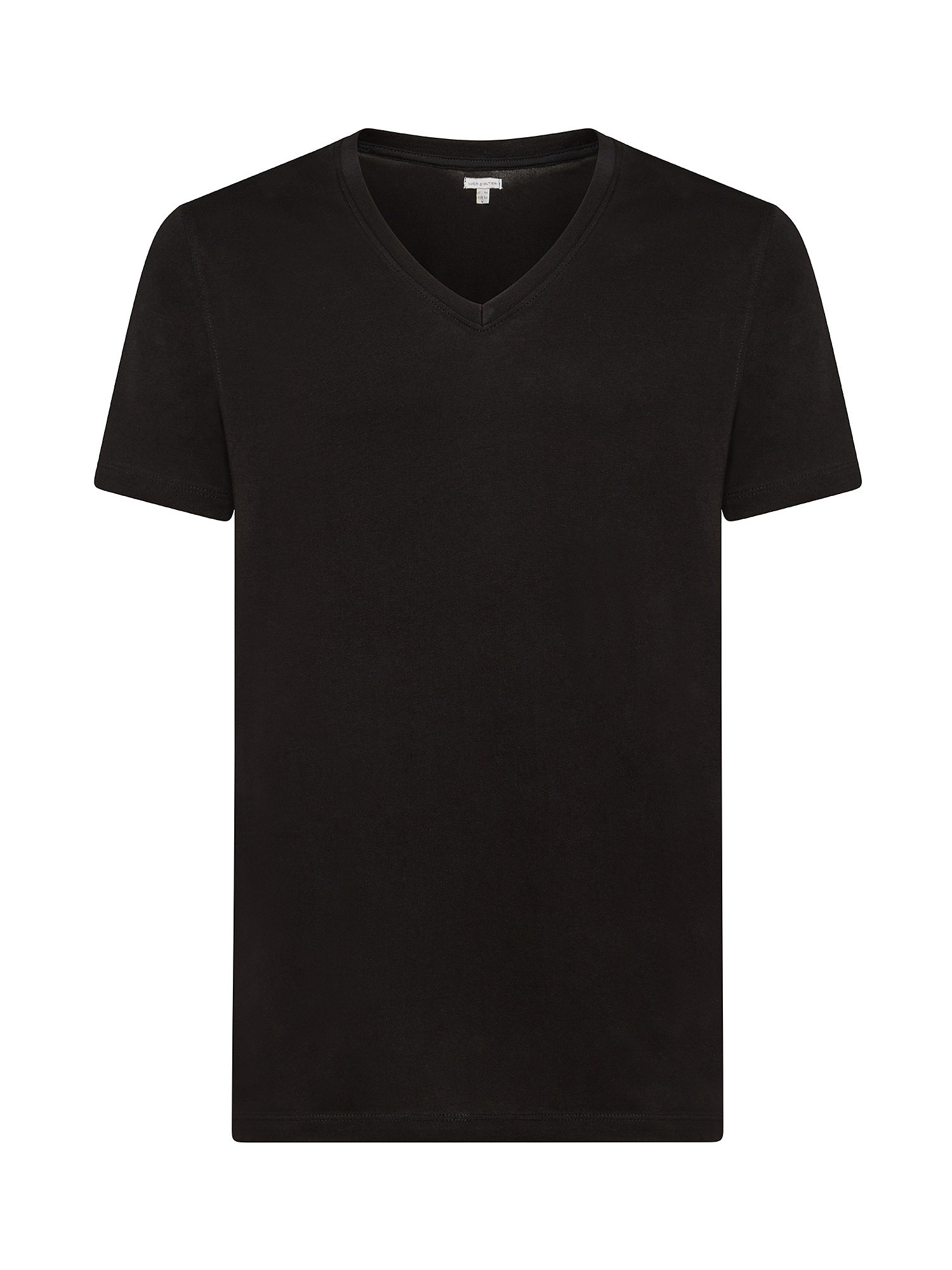 Luca D'Altieri - T-shirt scollo a V cotone supima, Nero, large image number 0