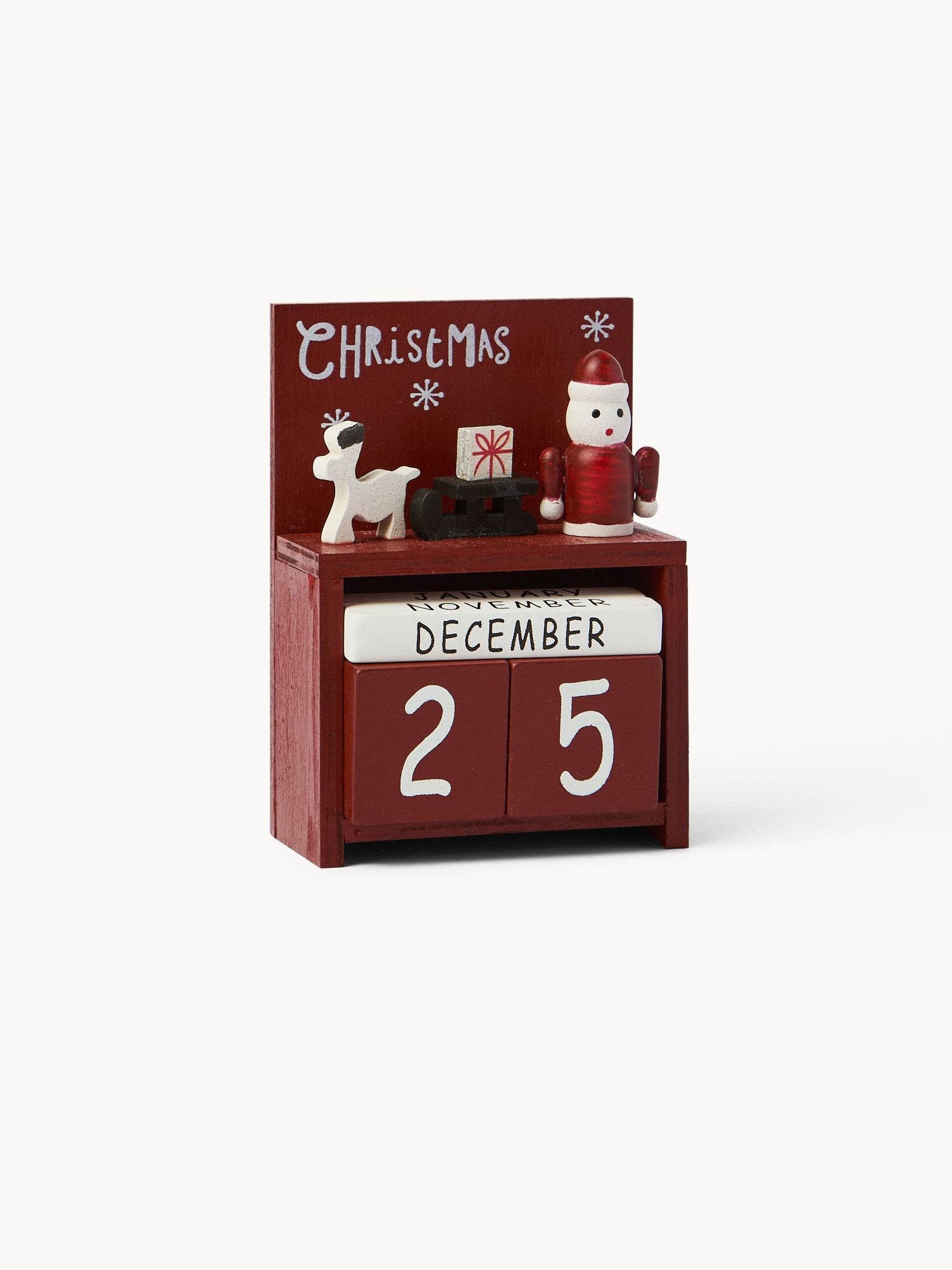 Calendario dell'avvento in legno, Rosso, large image number 0