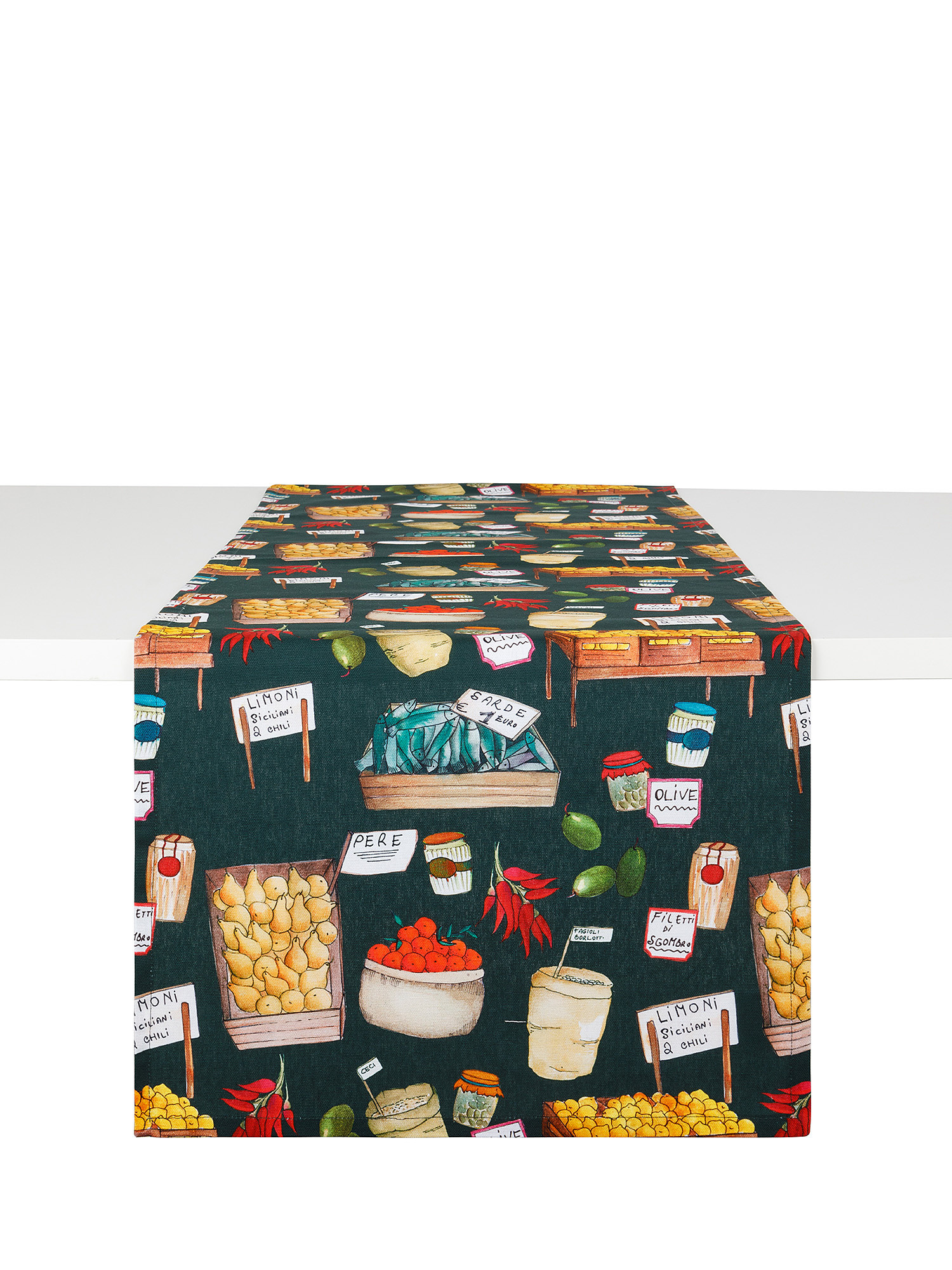 100% cotton table runner with stalls print, Multicolor, large image number 0