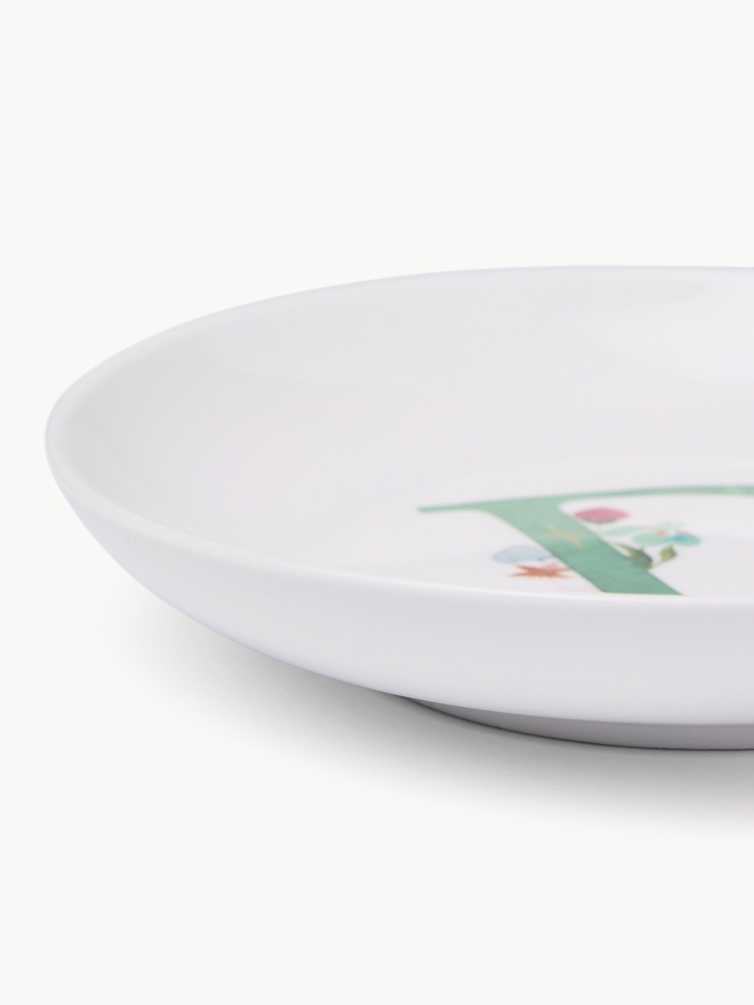 Piattino pane in new bone china lettera D, Bianco, large image number 1