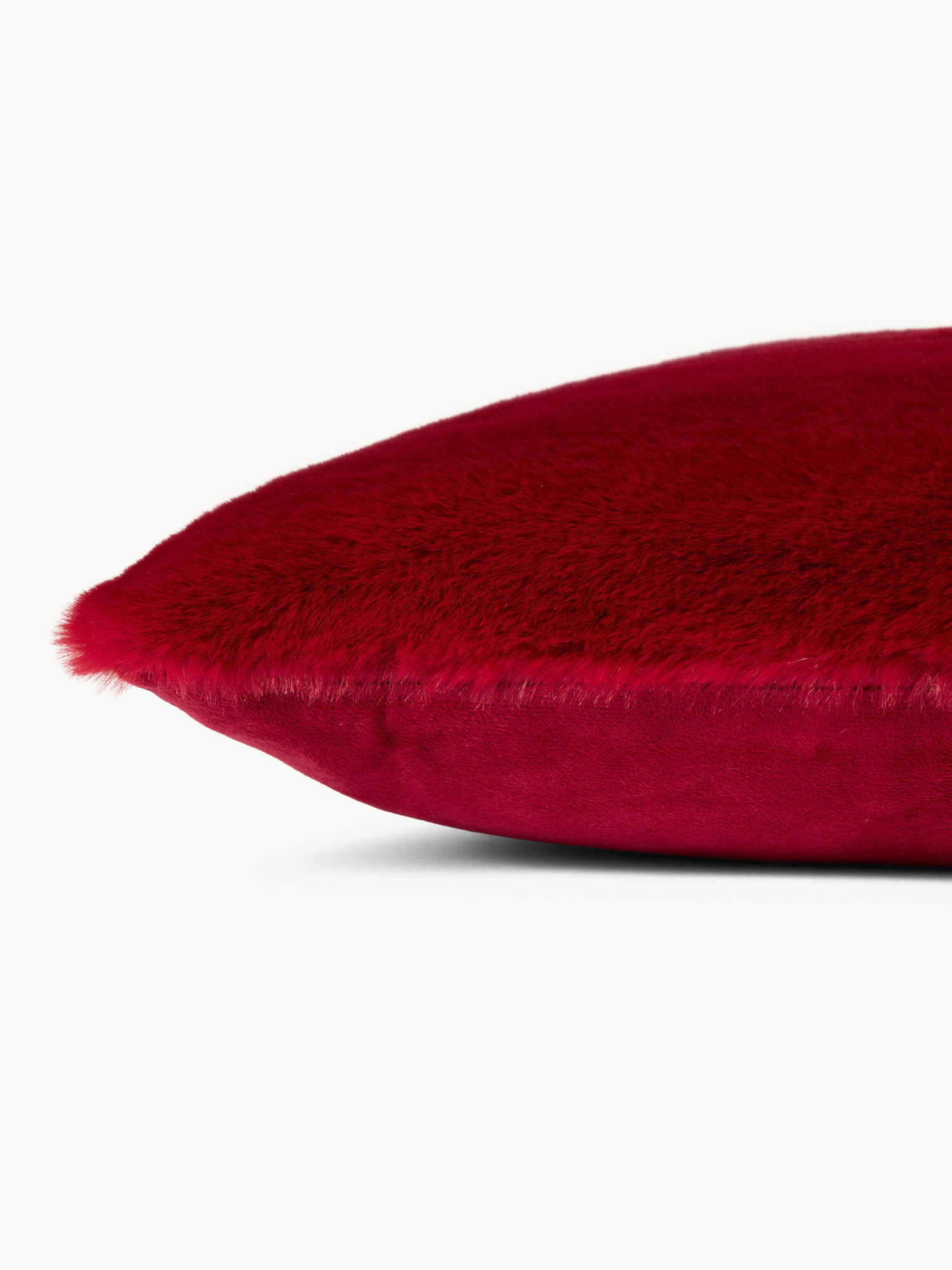 Cuscino effetto pelo tinta unita, Rosso, large image number 2
