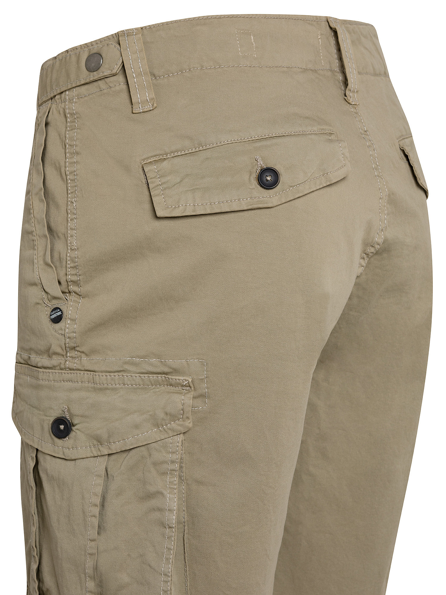 Stretch cotton cargo bermuda shorts with large pockets, Beige, large image number 2
