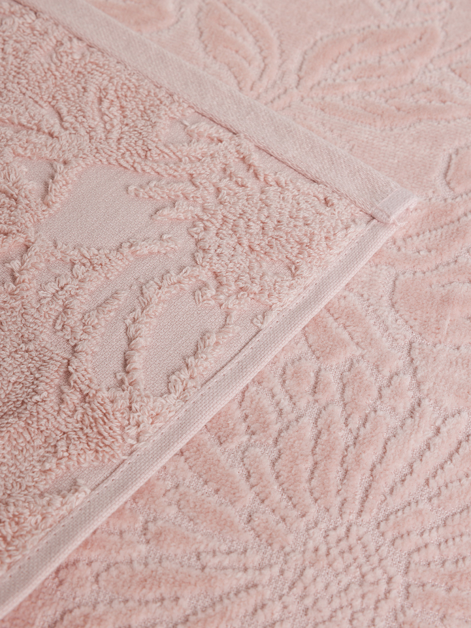 Asciugamano in velour di cotone lavorazione floreale, Rosa chiaro, large image number 2