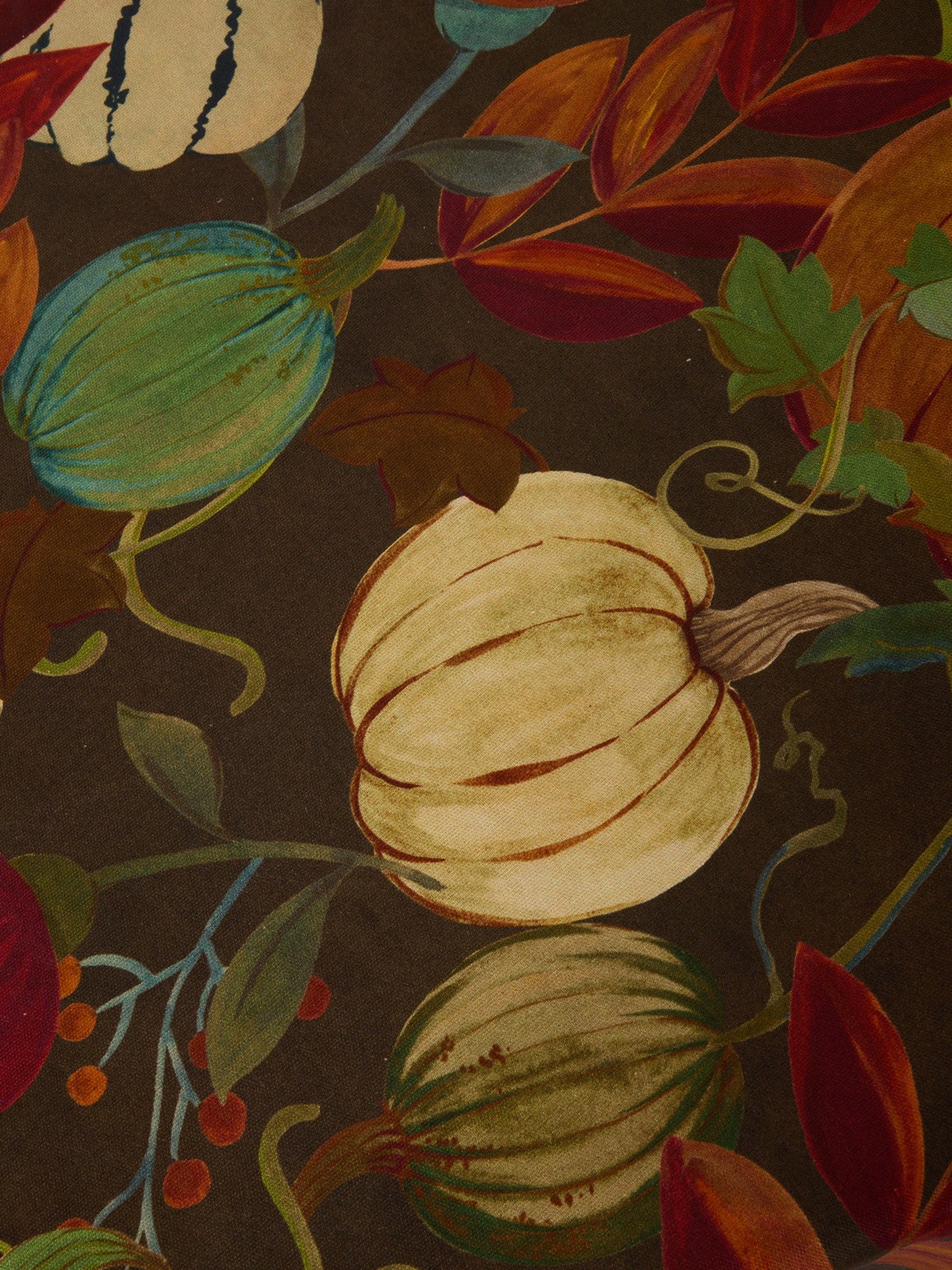Round cotton panama tablecloth with pumpkin print, Multicolor, large image number 1