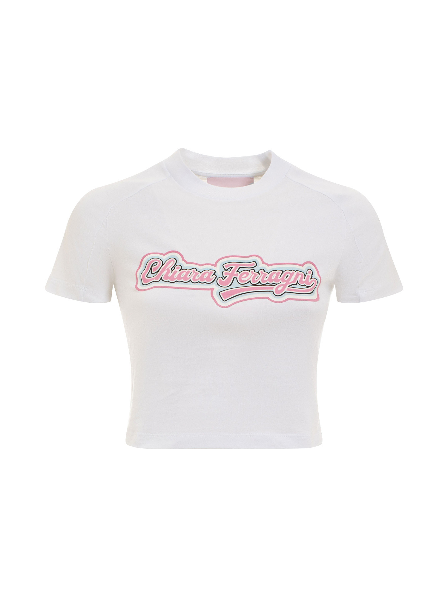 Chiara Ferragni - T-shirt cropped con stampa logo, Bianco, large image number 0