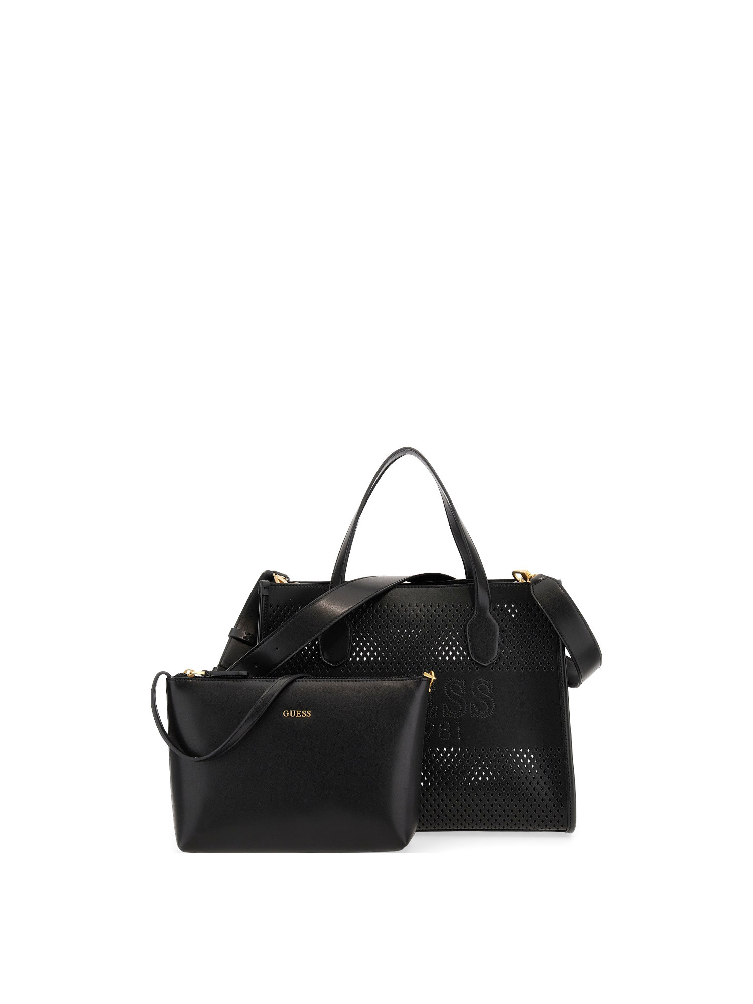 Guess - Katey perforated handbag, Black, large image number 2
