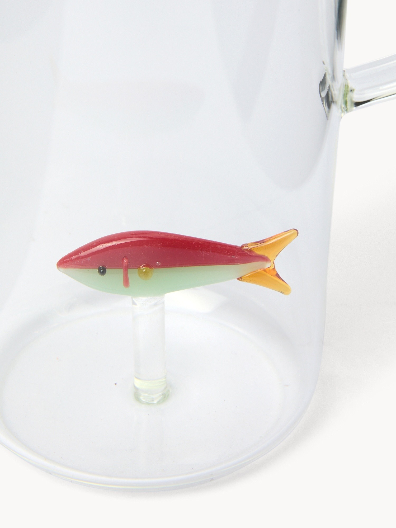 Borosilicate glass carafe with fish detail, Transparent, large image number 1