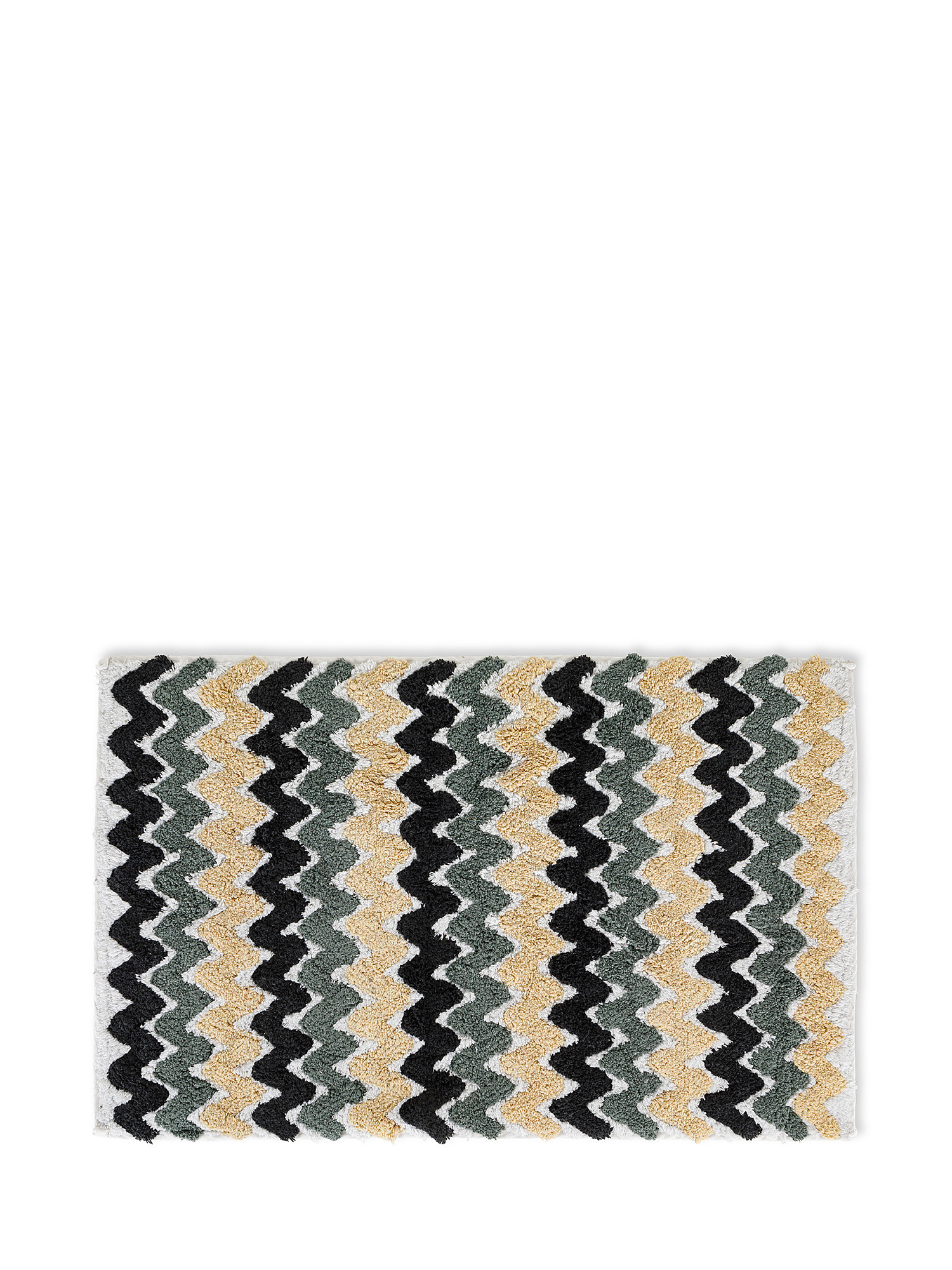 Tappeto bagno cotone motivo zigzag, Beige, large image number 0