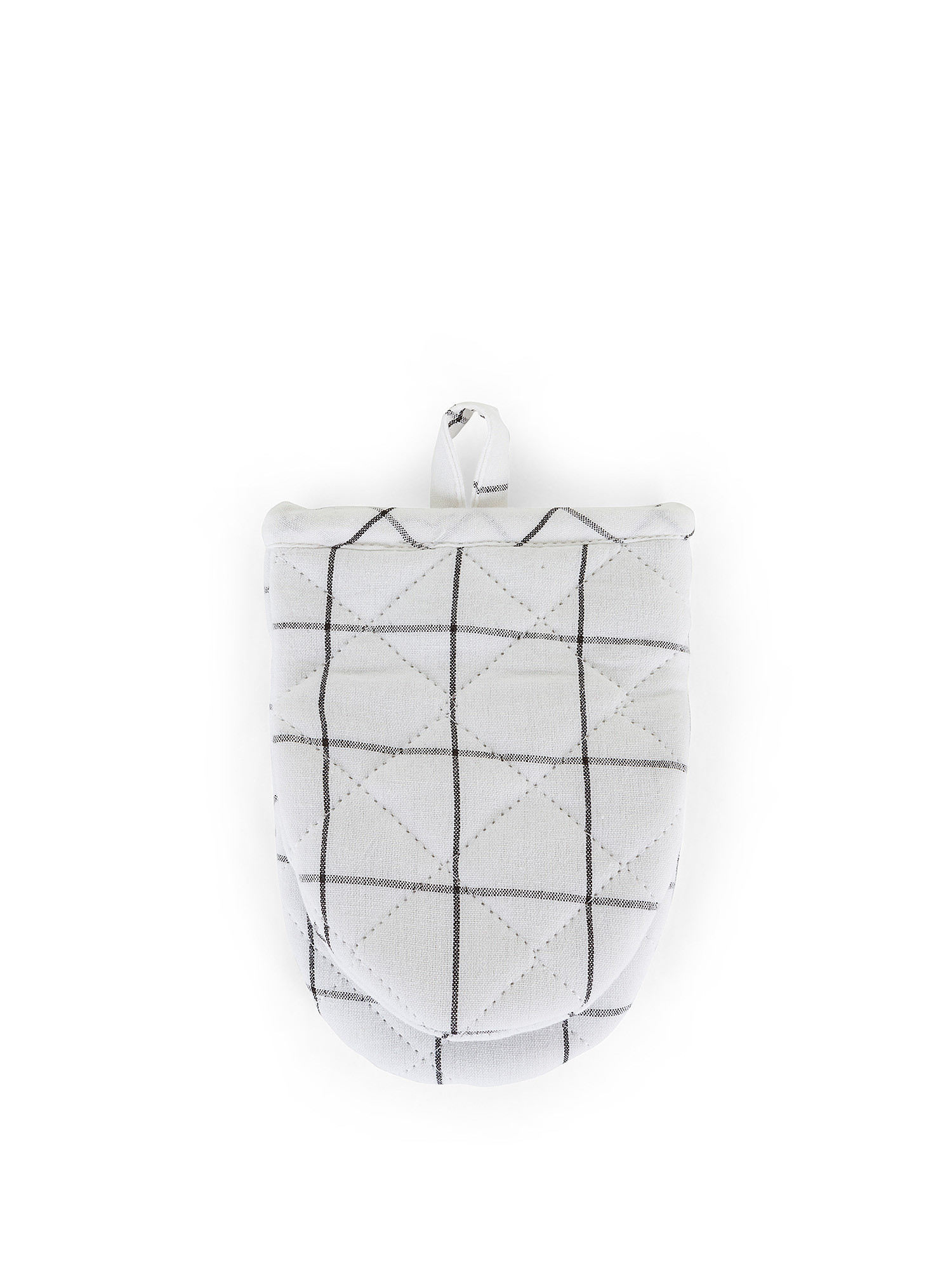 Oven mitt in washed cotton with check pattern, White, large image number 0