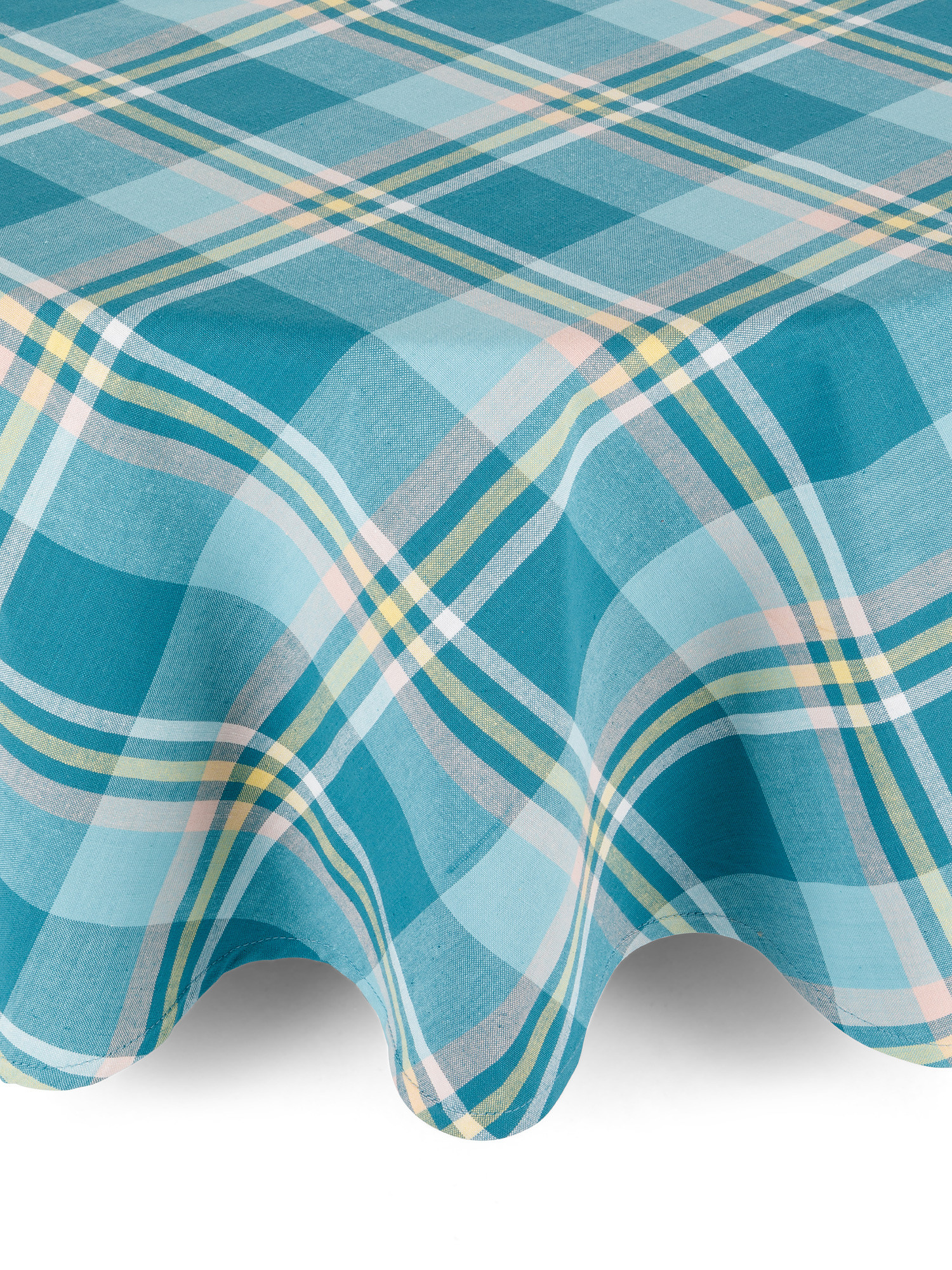 Tovaglia rotonda puro cotone motivo tartan, Verde, large image number 0