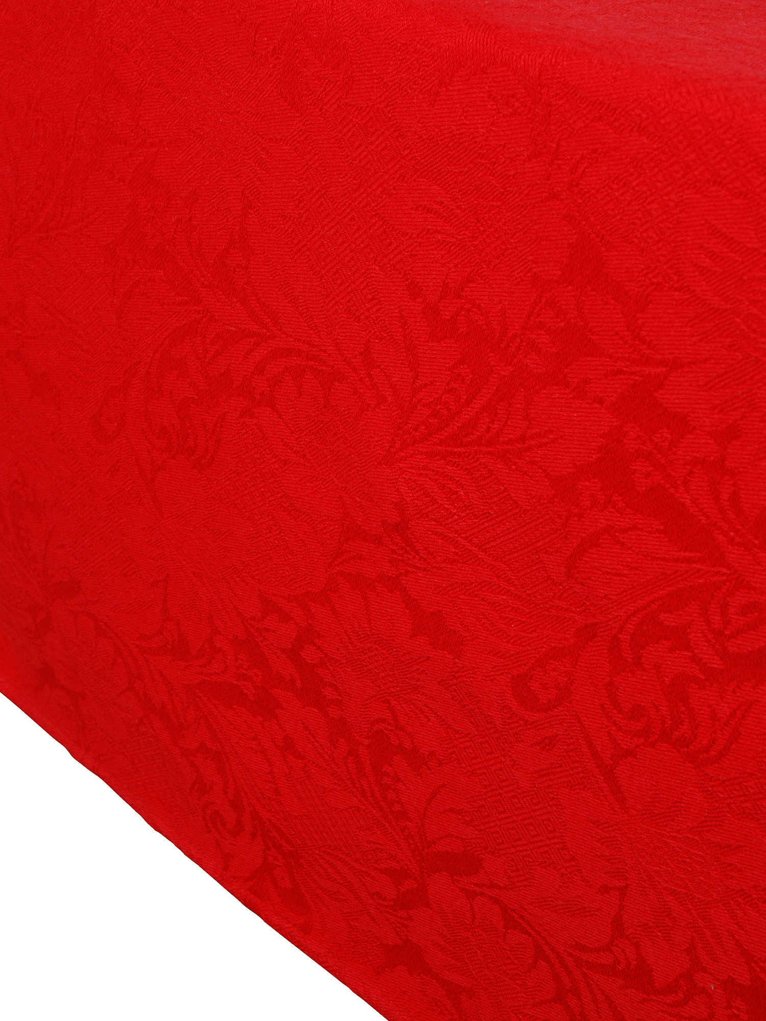 Tovaglia cotone tinta unita trama jacquard, Rosso, large