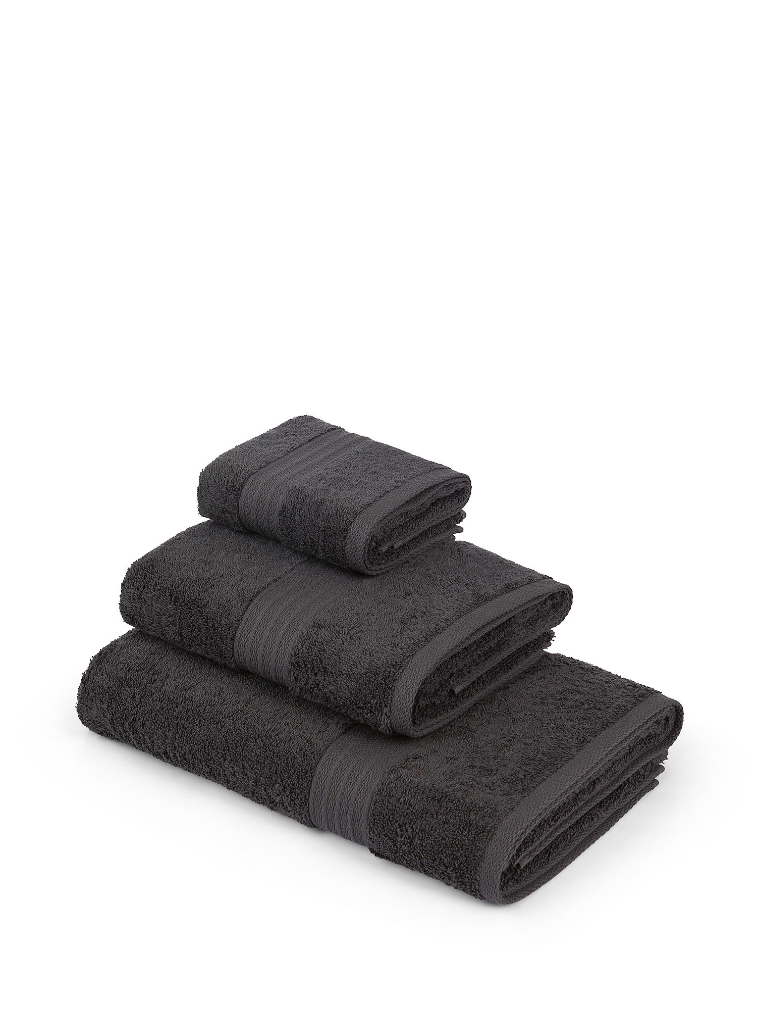 Zefiro solid color 100% cotton towel, Dark Grey, large image number 0