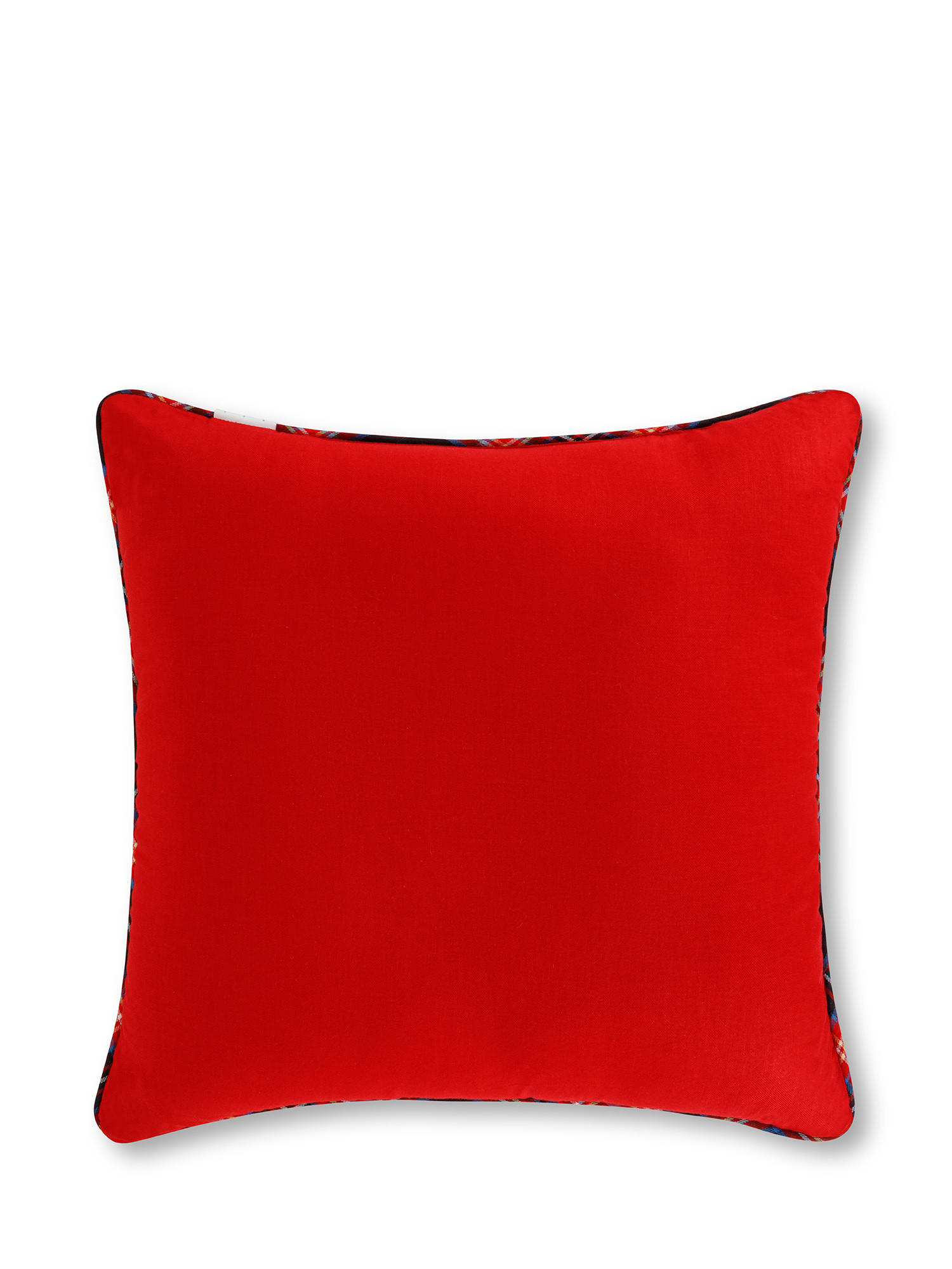 Warm tartan cotton pillow, Black, large image number 1