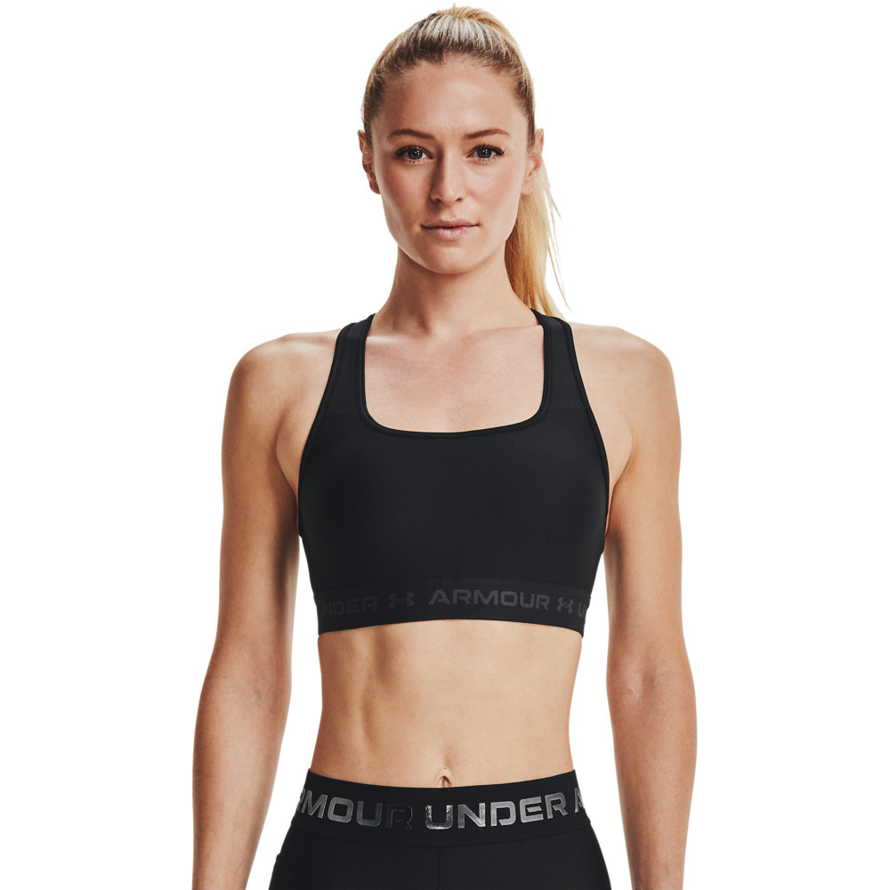 Armour® Mid Crossbac sports bra, Black, large image number 3