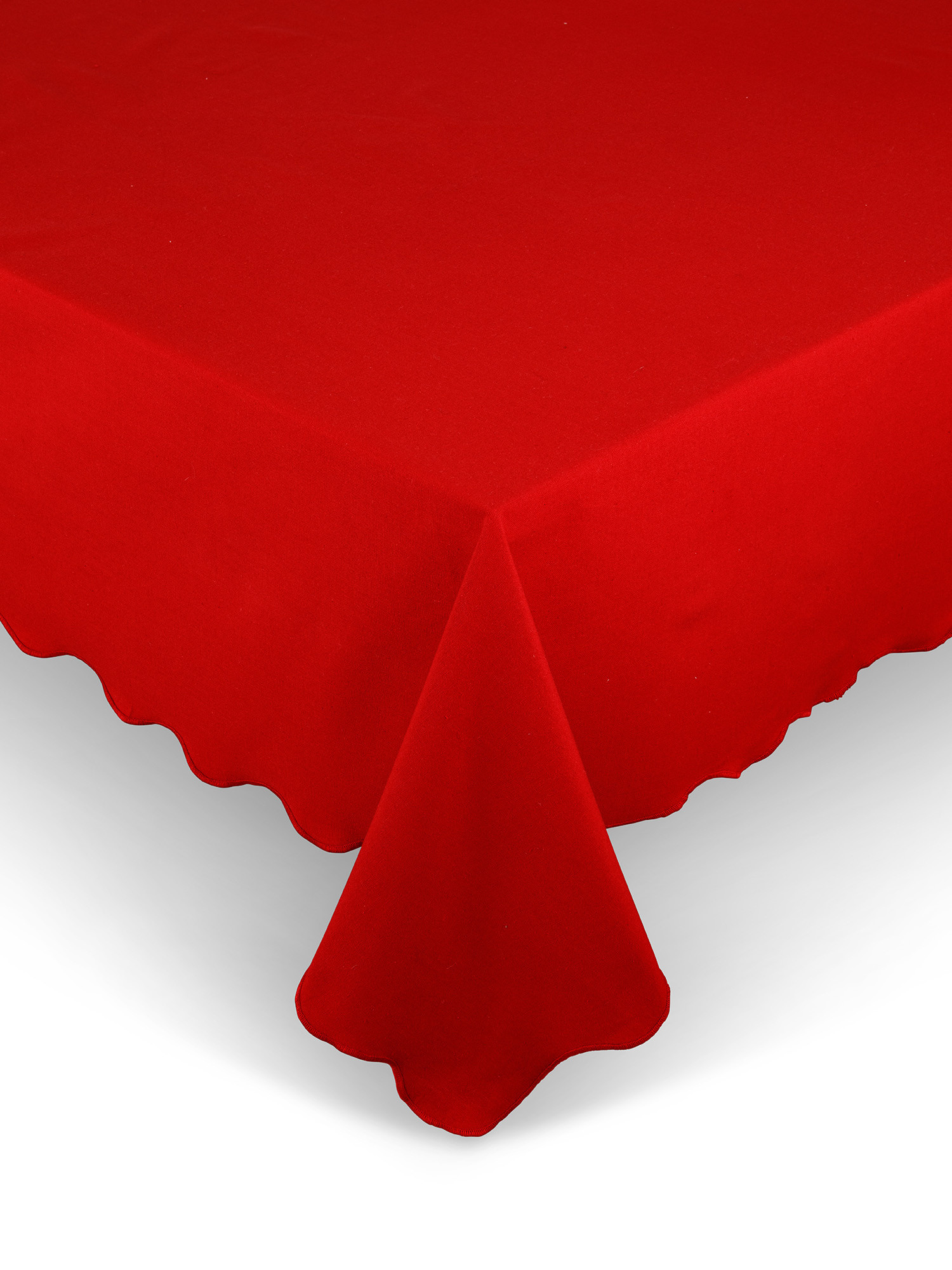 Solid color 100% cotton tablecloth and napkins set, Red, large image number 0