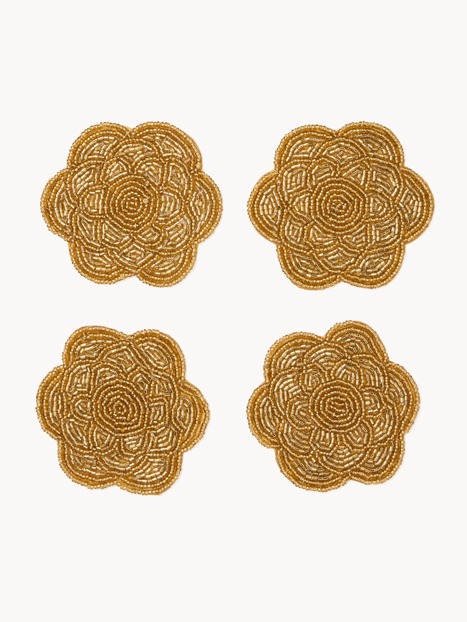 Set 4 sotto bicchieri con perline, Oro, large image number 0