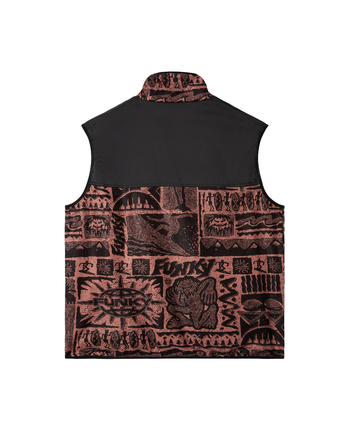 Funky - Tribal motif fleece vest, Brown, large image number 2
