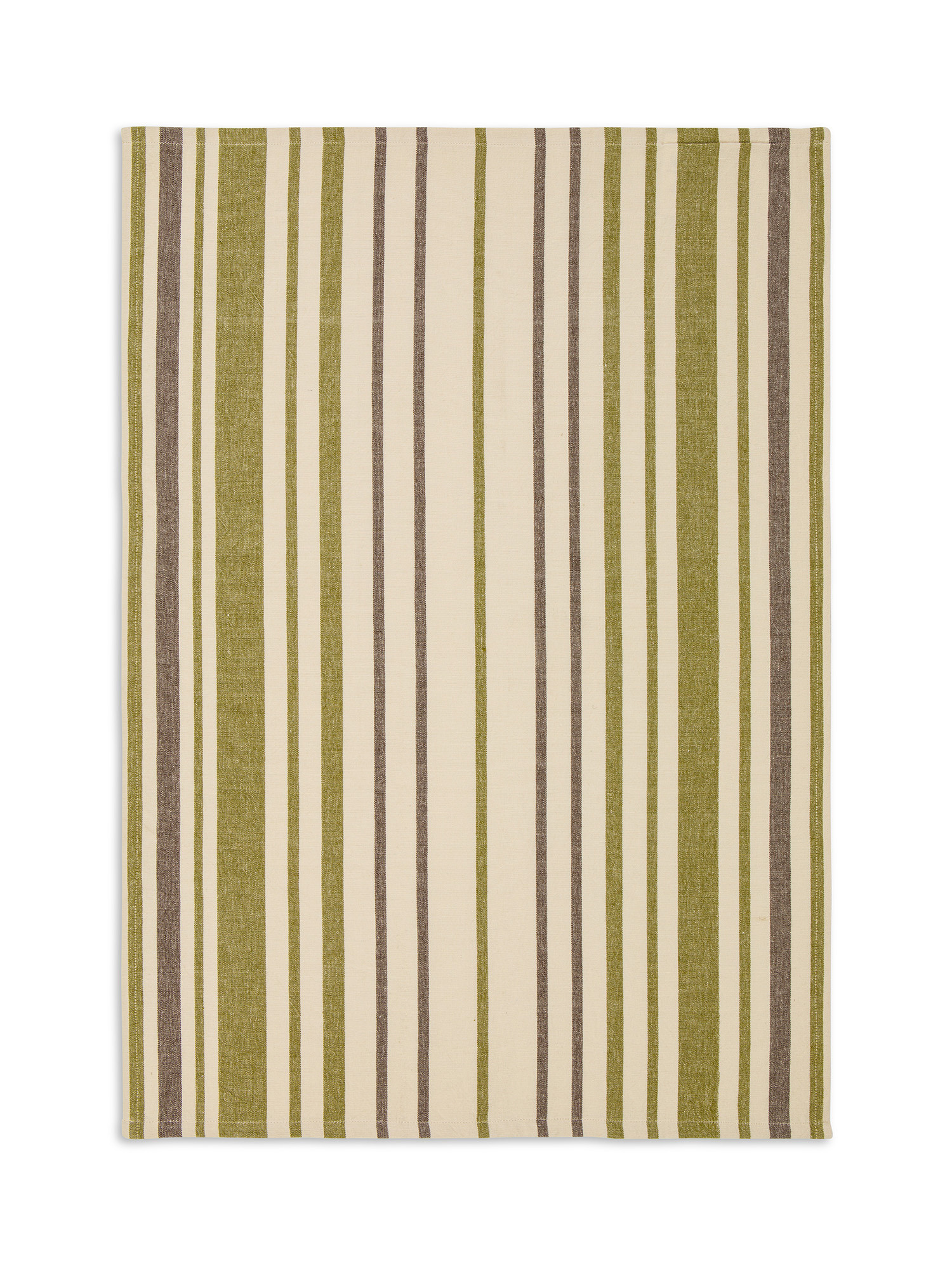 Set 2 strofinacci cotone tinto filo a righe, Verde, large image number 2