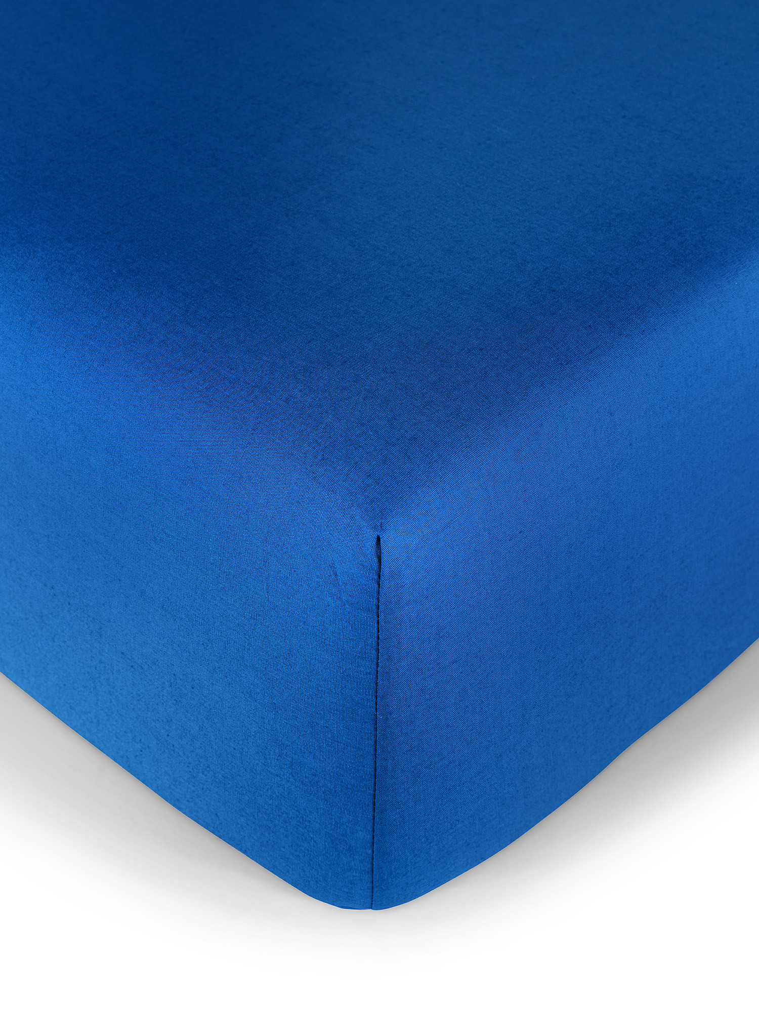 Lenzuolo con angoli cotone percalle tinta unita, Blu, large image number 0