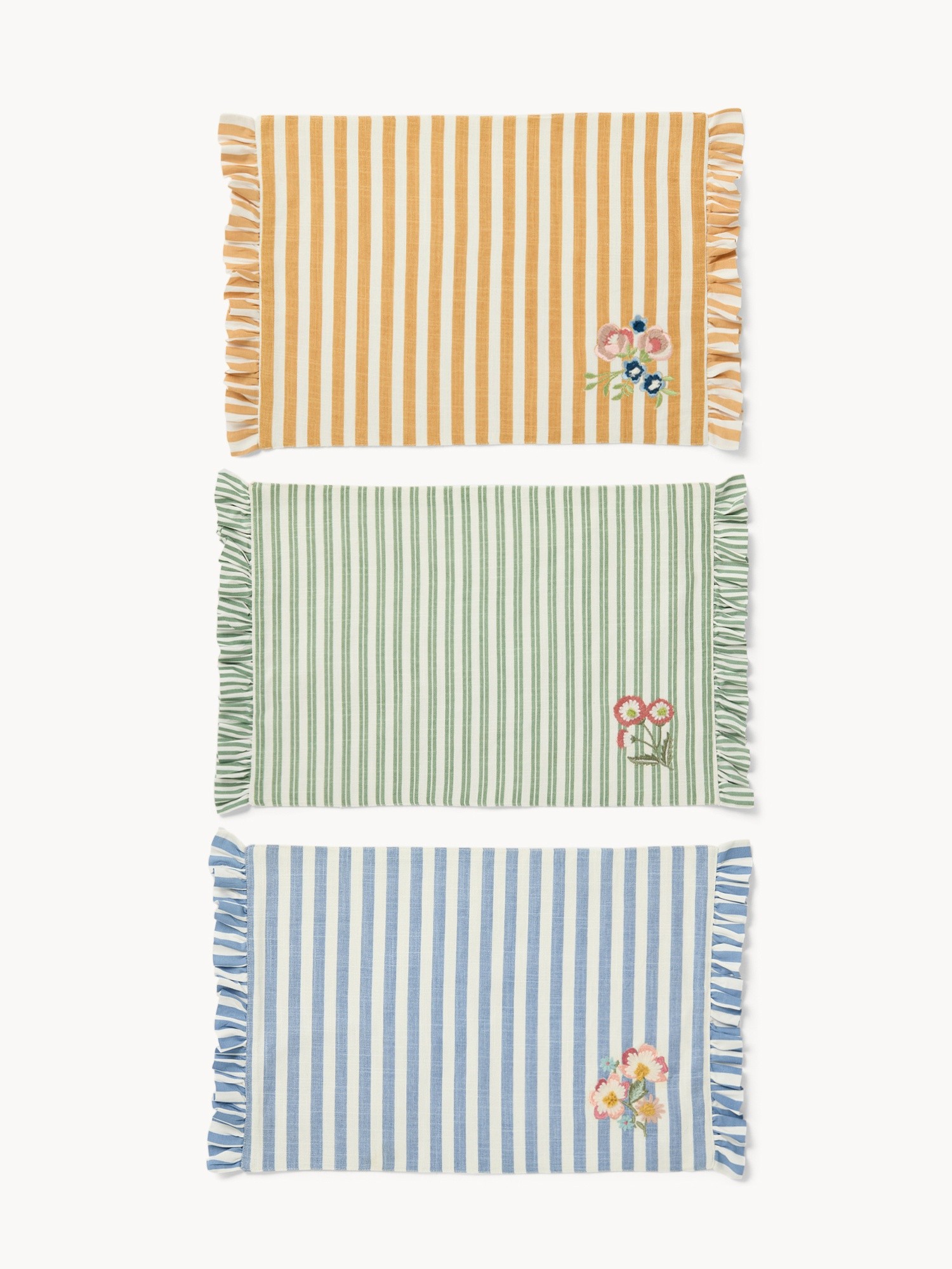 Tovaglietta in puro cotone tinto filo con ricamo floreale e volant - Prezzo di lancio, Multicolor, large image number 0