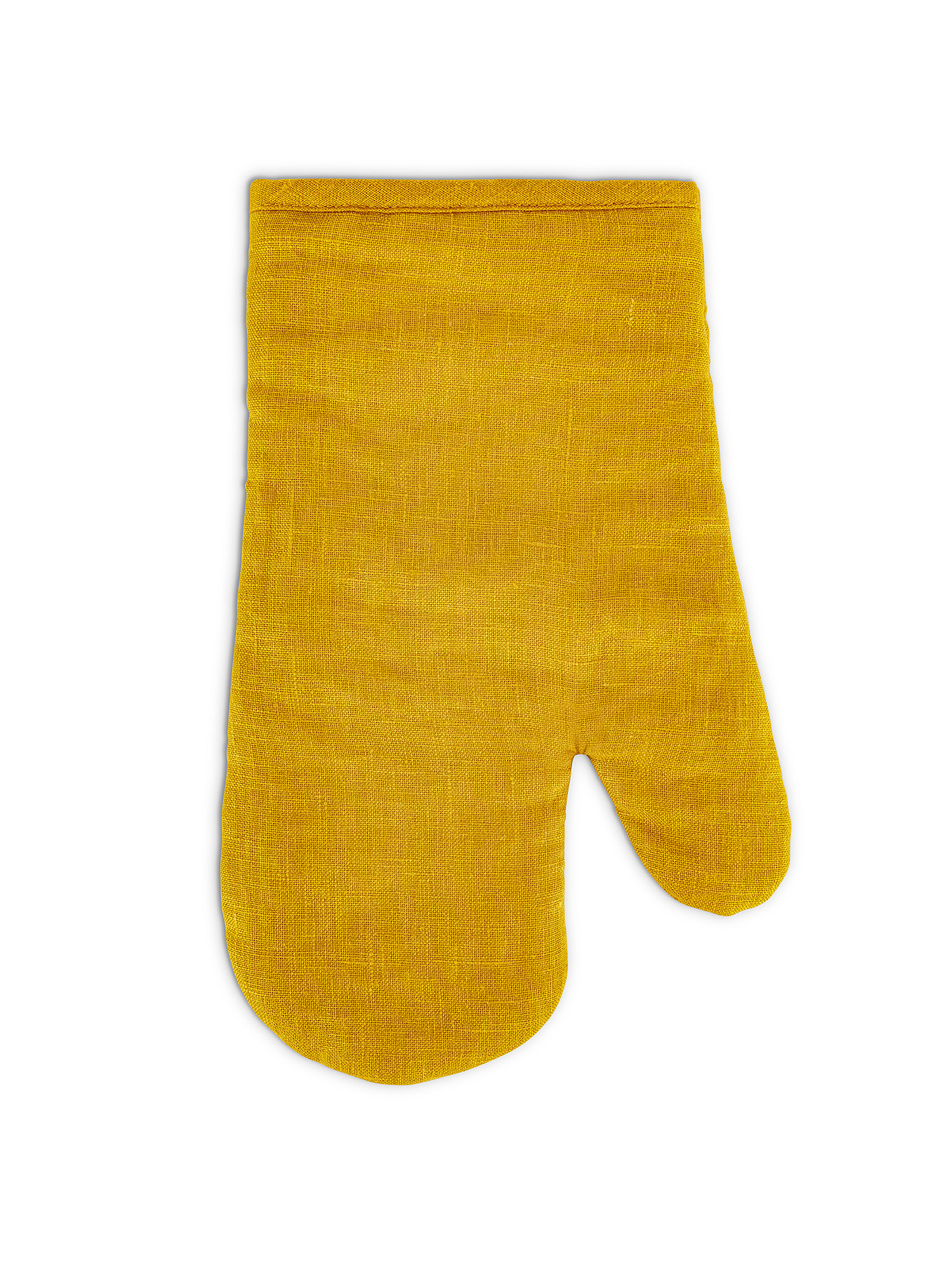 Solid color washed linen kitchen glove, Ocra Yellow, large image number 0