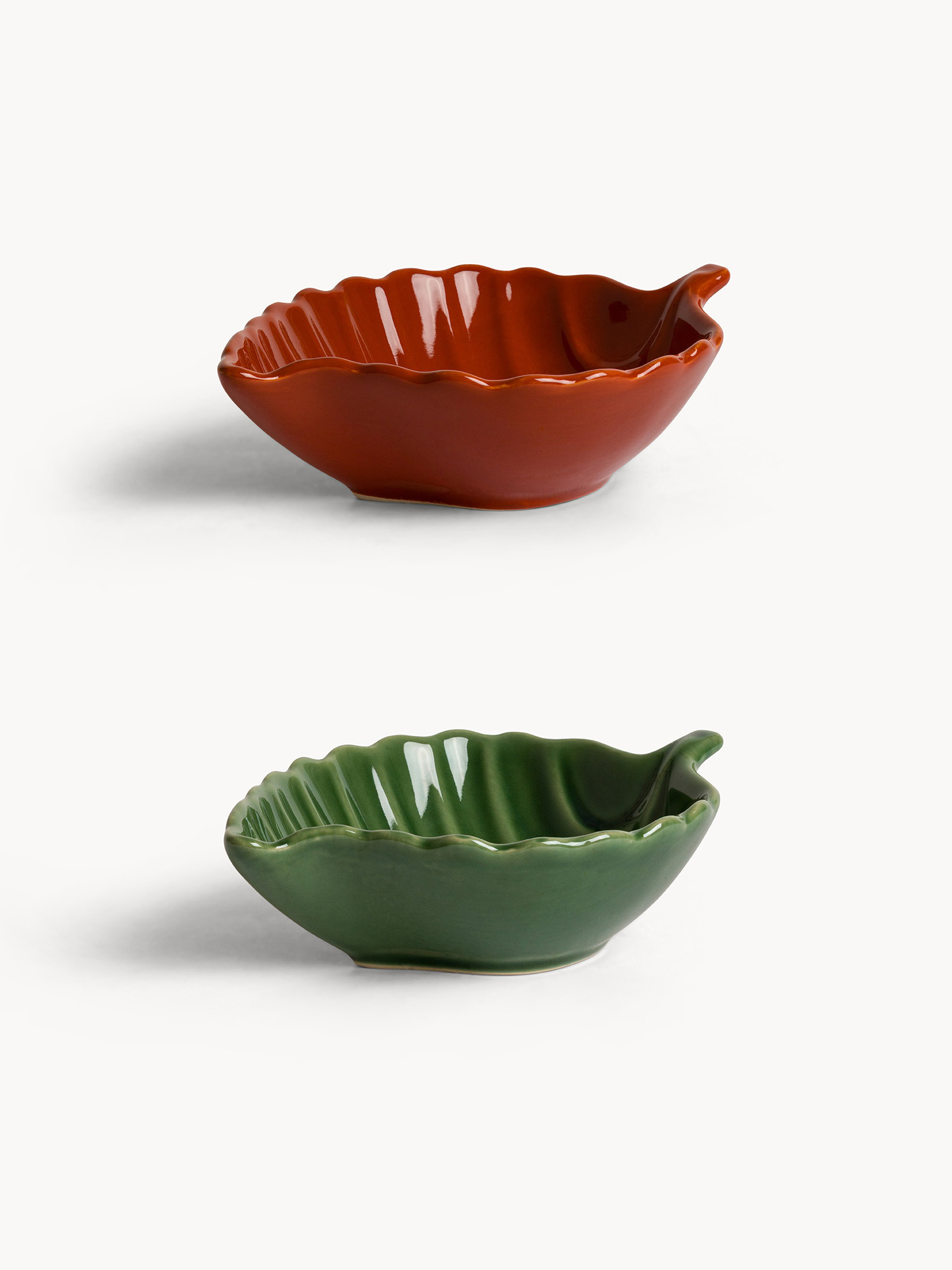 Leaf-patterned stoneware bowl, Multicolor, large image number 0